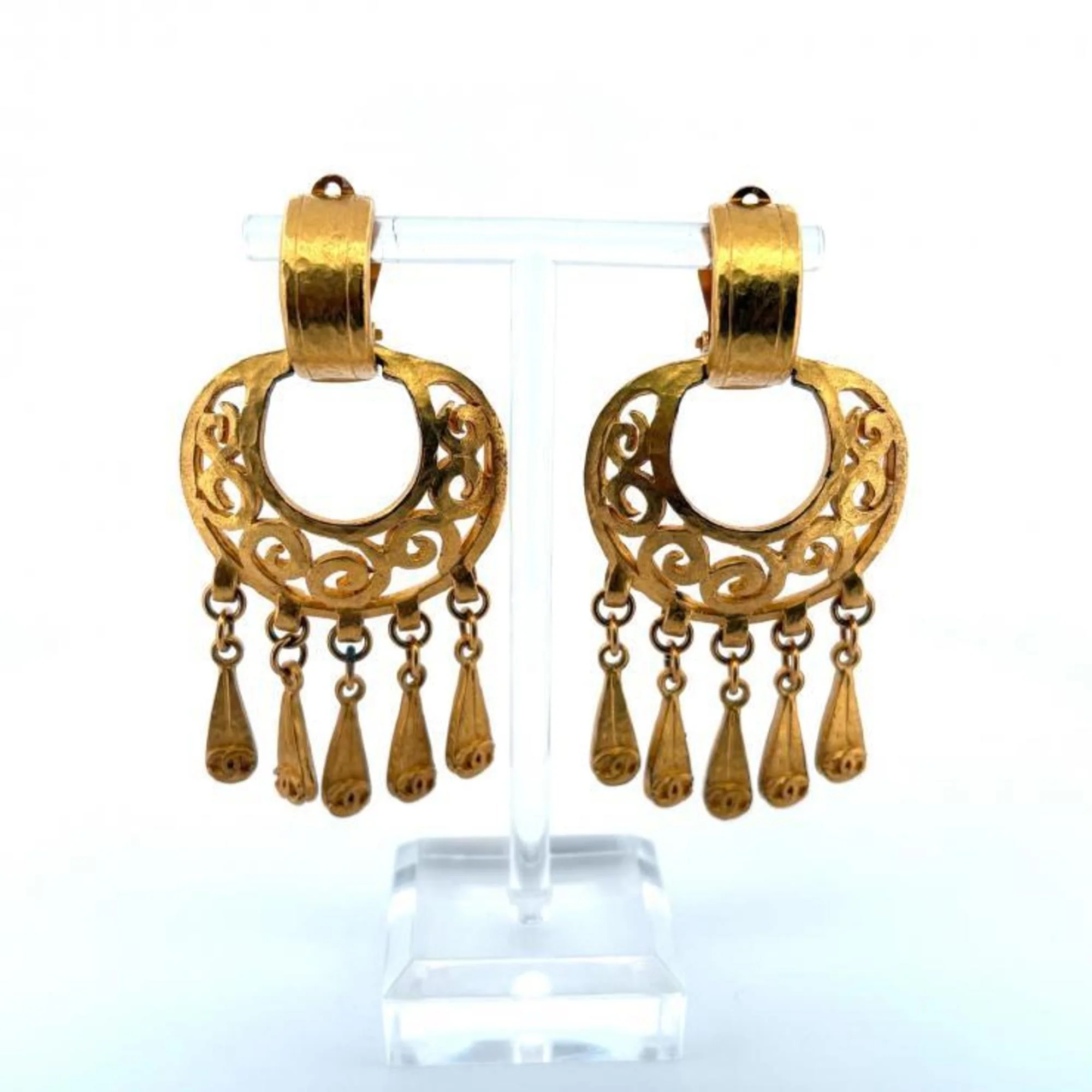 CC Logo Clip-On Earrings Metal Gold-Tone Metal - Image 4
