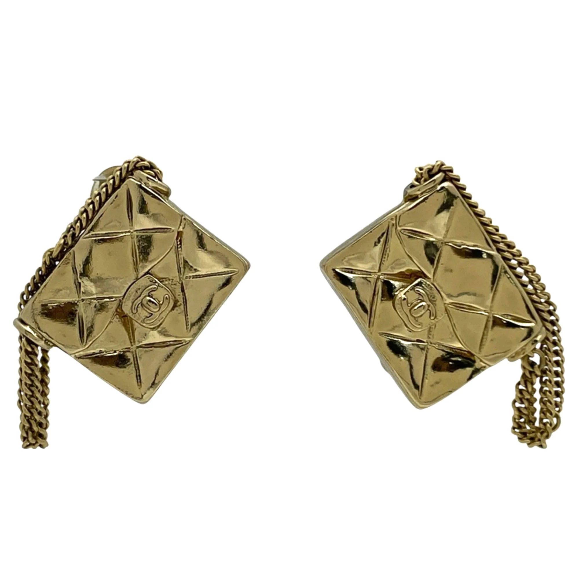 CC Logo Clip-On Earrings Metal Gold-Tone Metal
