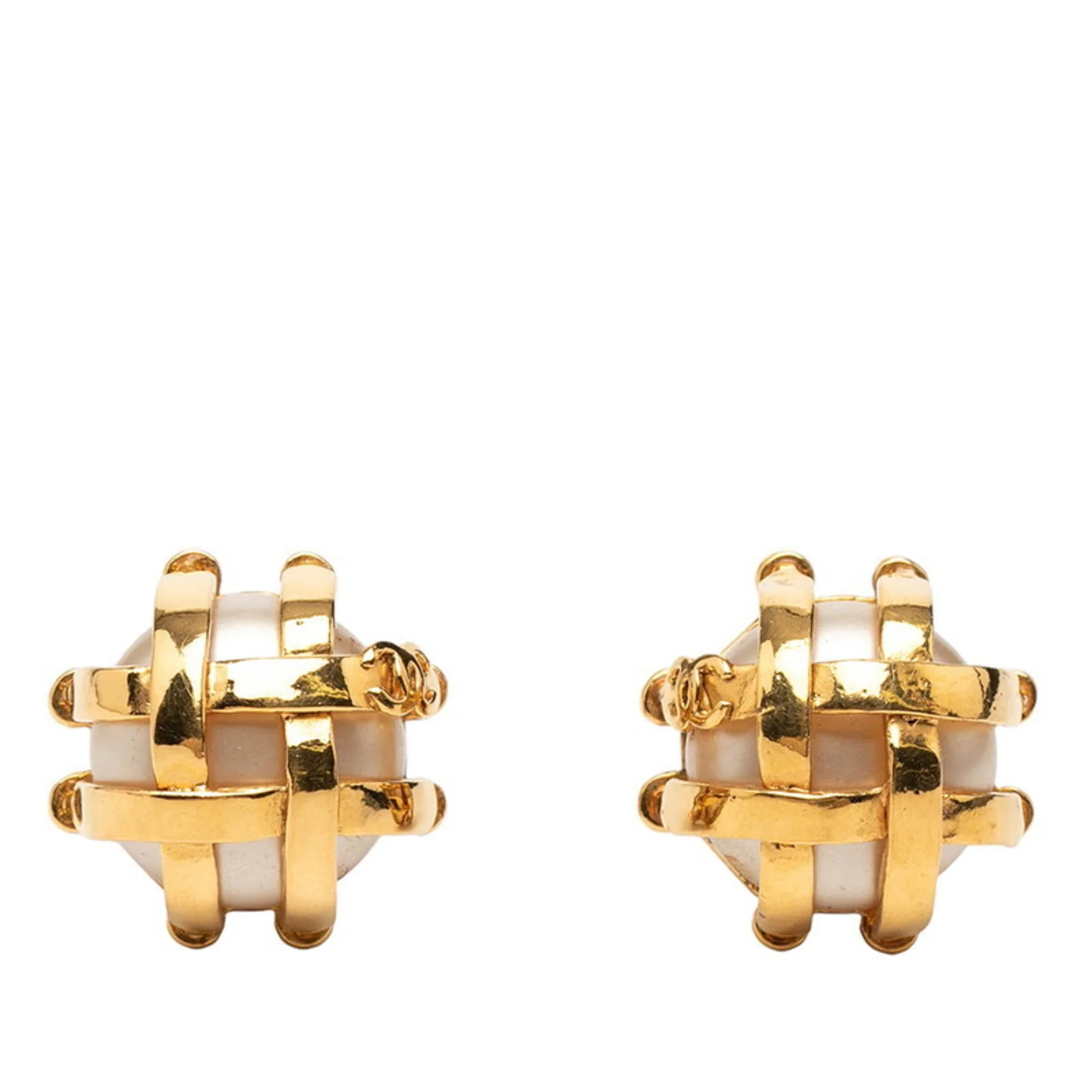 CC Logo Clip-On Earrings Metal Gold-Tone Metal