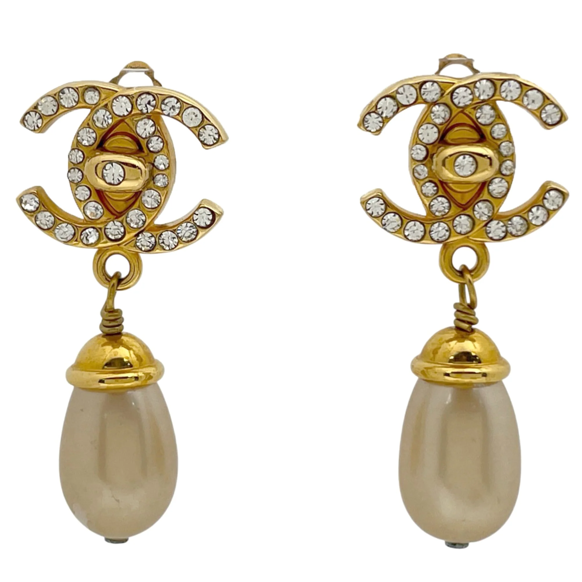 CC Logo Clip-On Earrings Metal Gold-Tone Metal