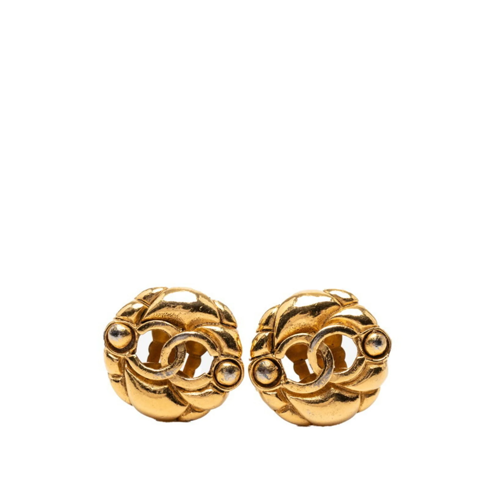 CC Logo Clip-On Earrings Metal Gold-Tone Metal