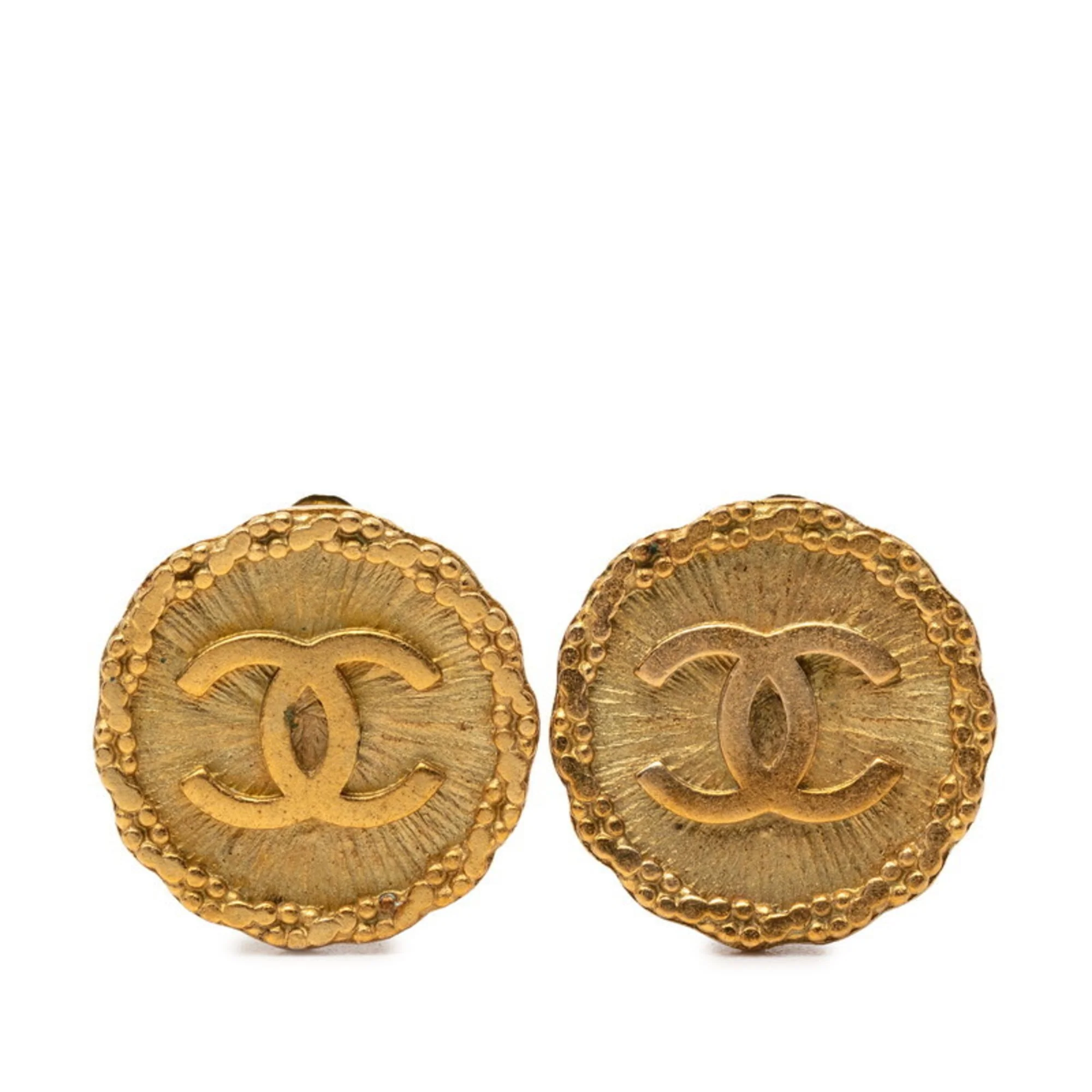 CC Logo Clip-On Earrings Metal Gold-Tone Metal