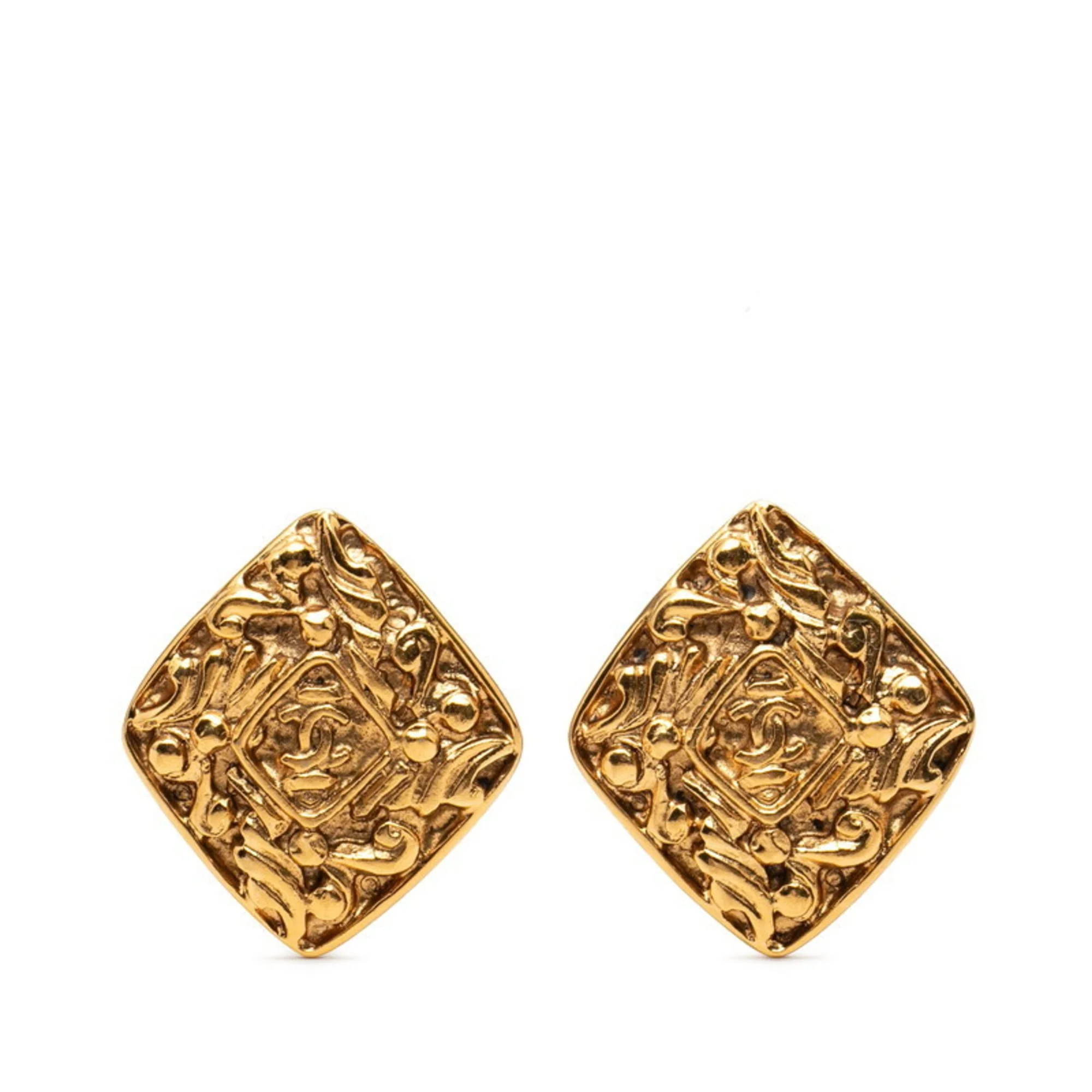 CC Logo Clip-On Earrings Metal Gold-Tone Metal
