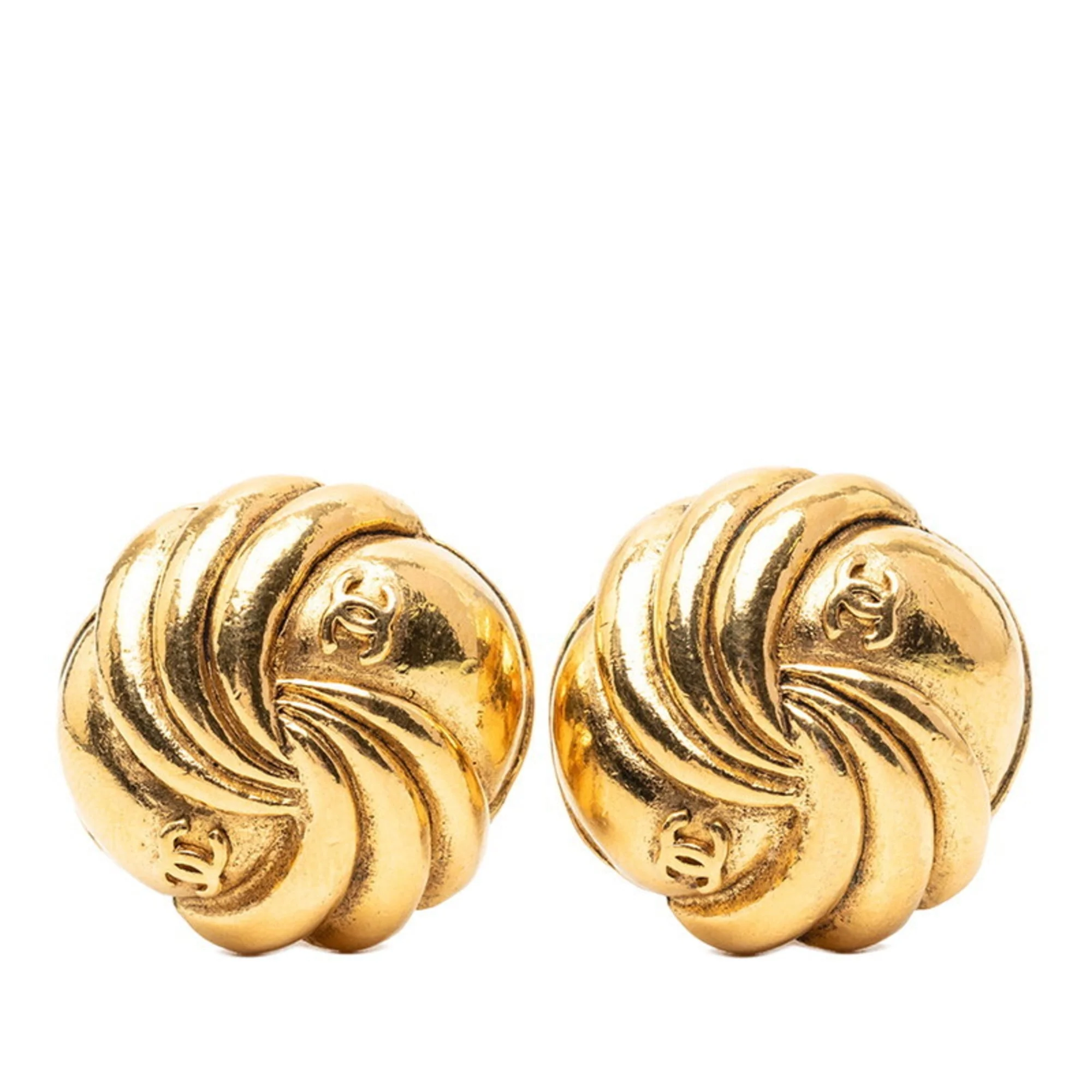 CC Logo Clip-On Earrings Metal Gold-Tone Metal