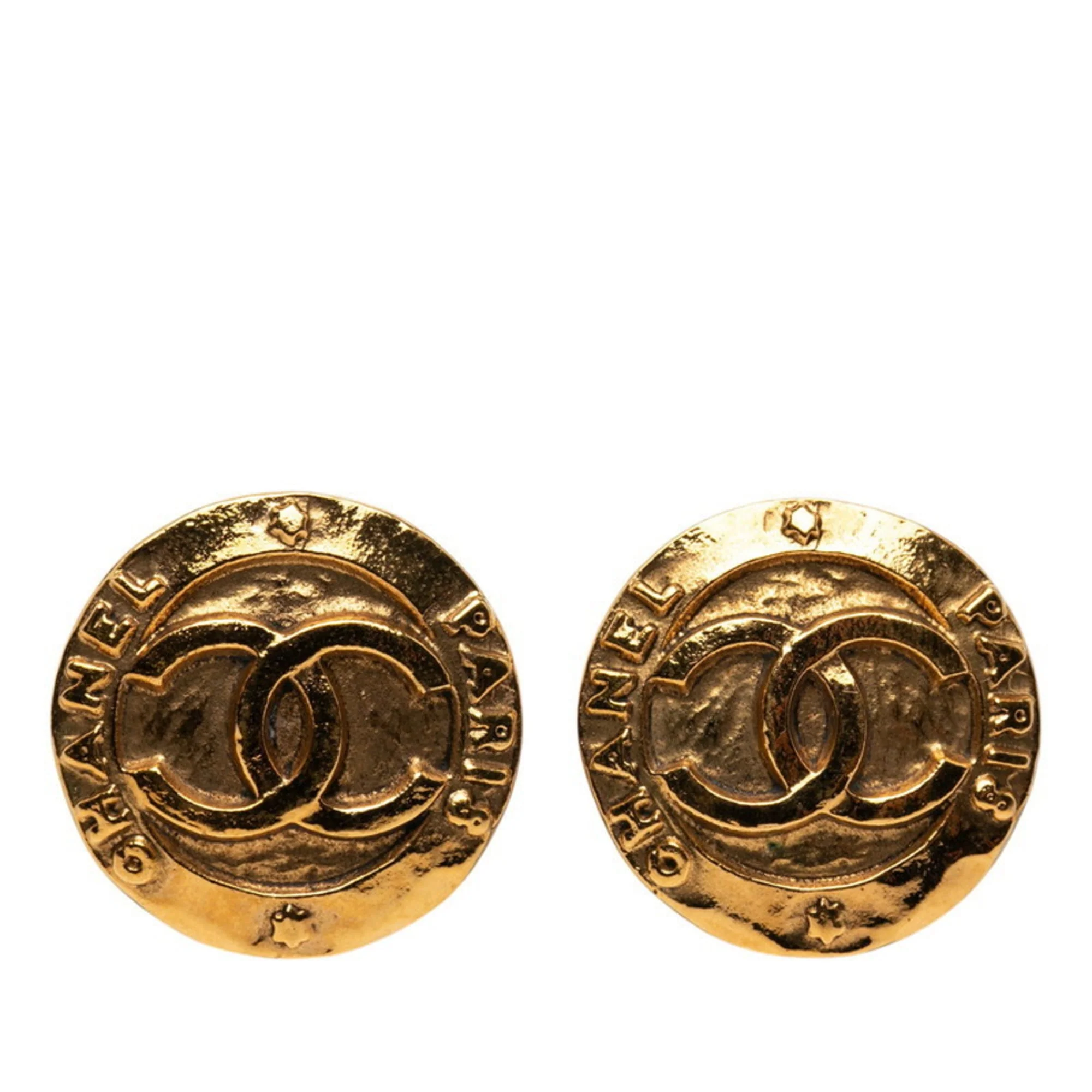 CC Logo Clip-On Earrings Metal Gold-Tone Metal