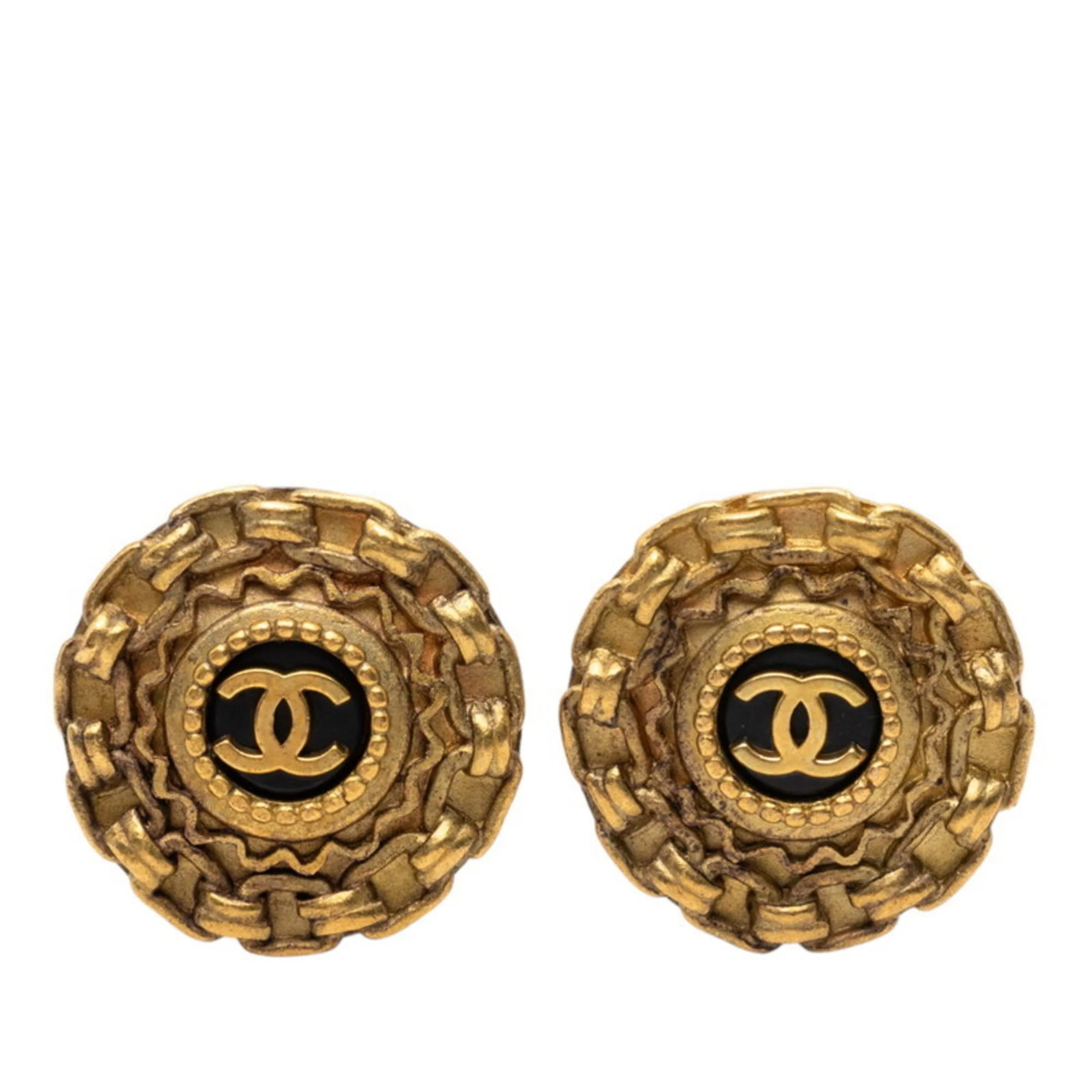 CC Logo Clip-On Earrings Metal Gold-Tone Metal