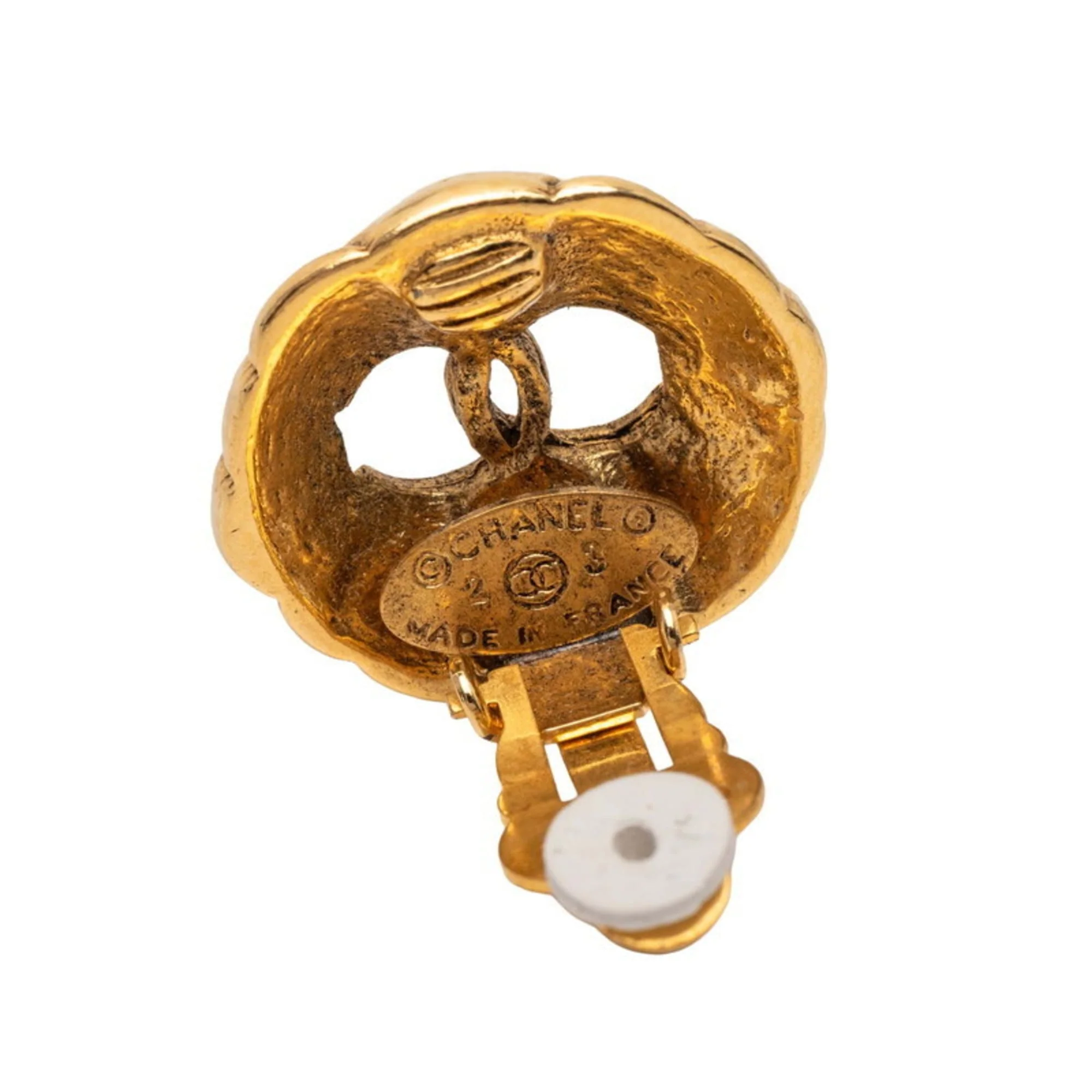 CC Logo Clip-On Earrings Metal Gold-Tone Metal - Image 3