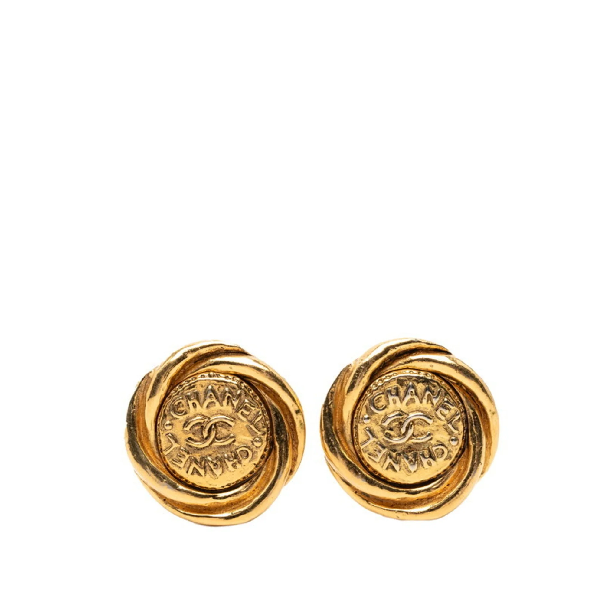 CC Logo Clip-On Earrings Metal Gold-Tone Metal