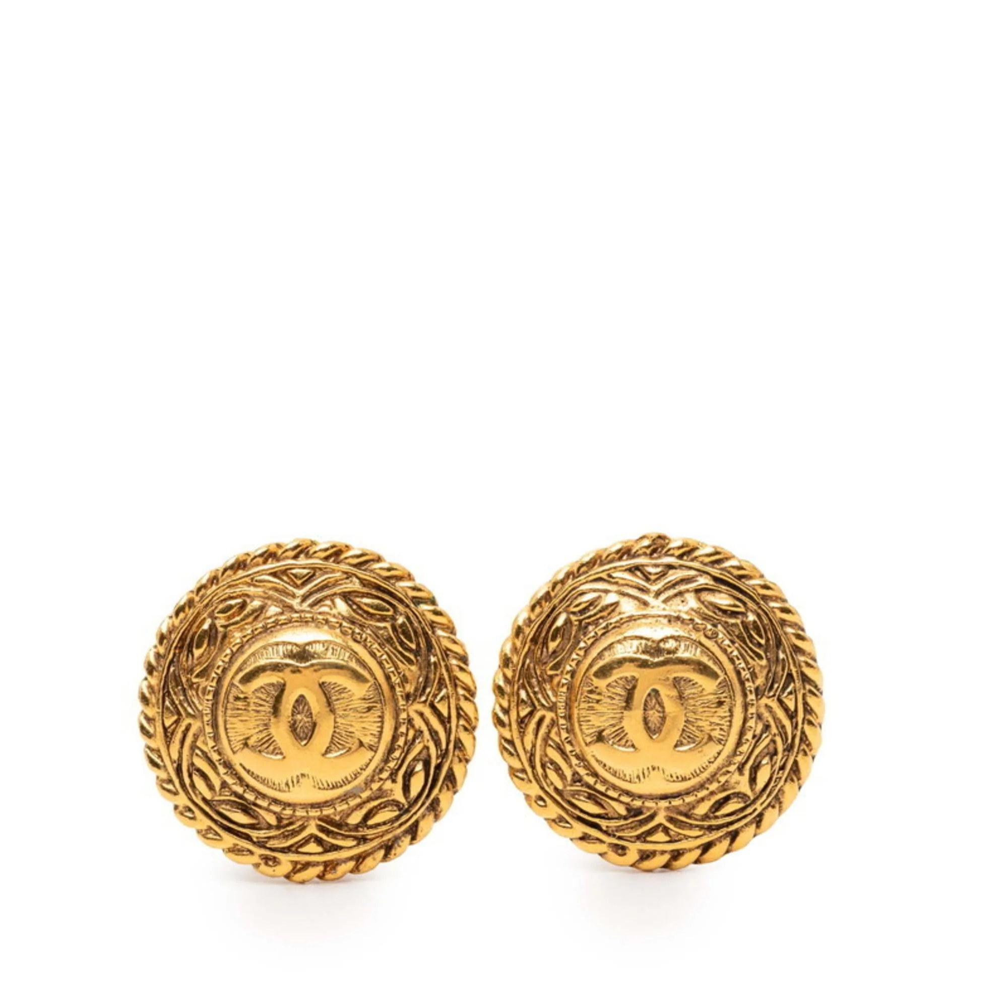 CC Logo Clip-On Earrings Metal Gold-Tone Metal