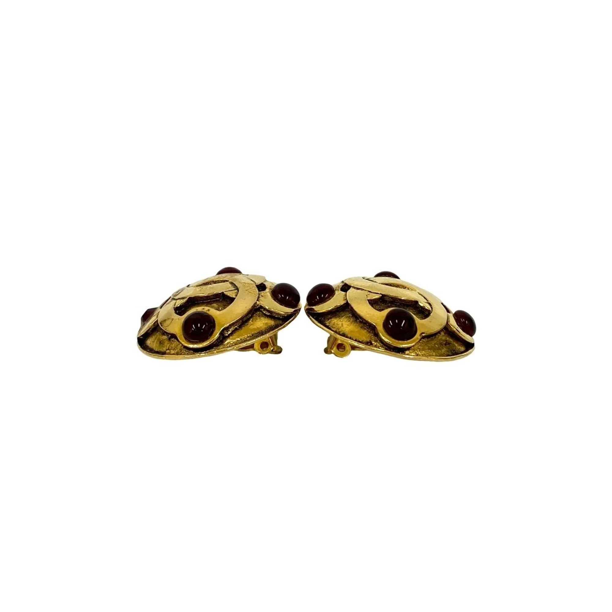 CC Logo Clip-On Earrings Metal Gold-Tone Metal - Image 3