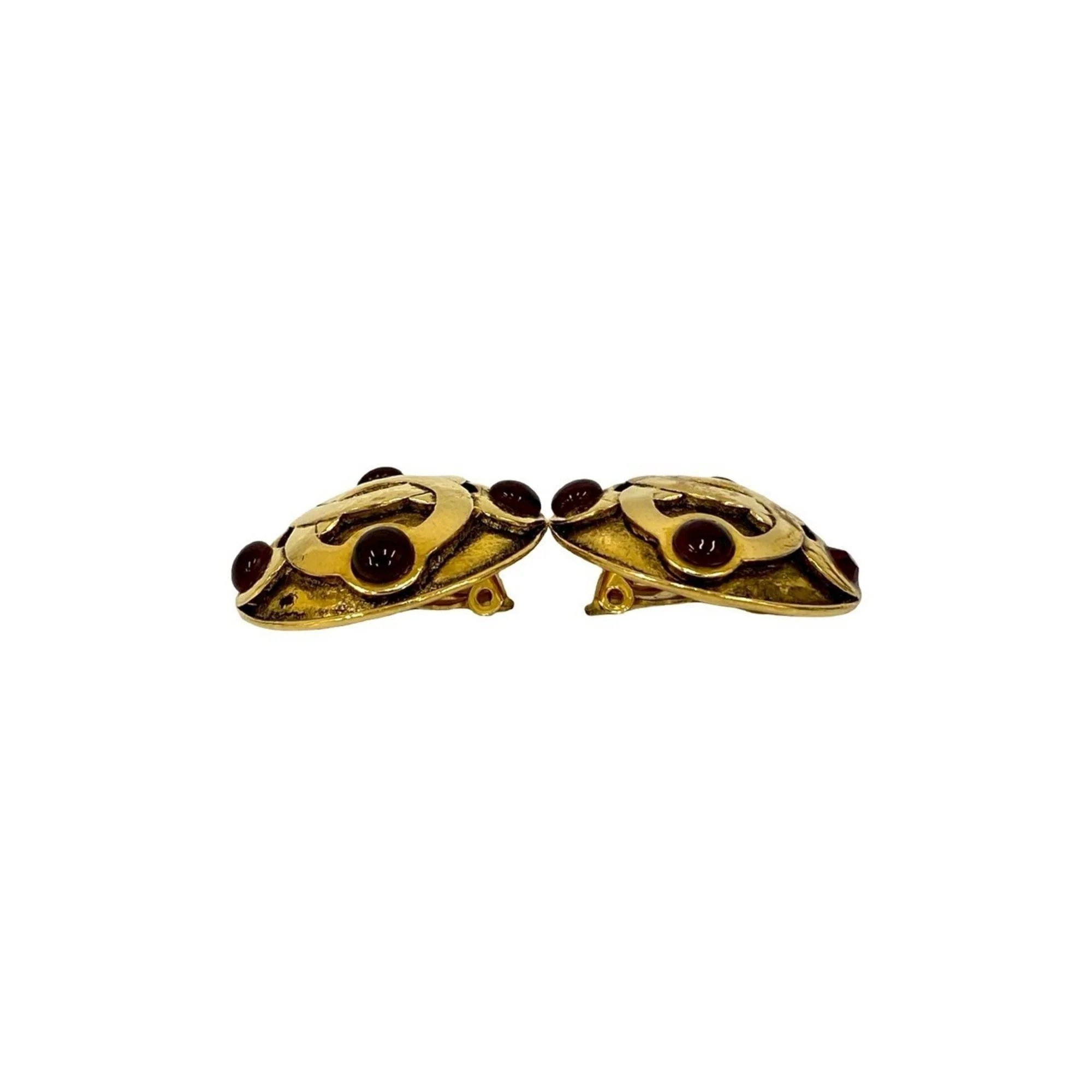 CC Logo Clip-On Earrings Metal Gold-Tone Metal - Image 4