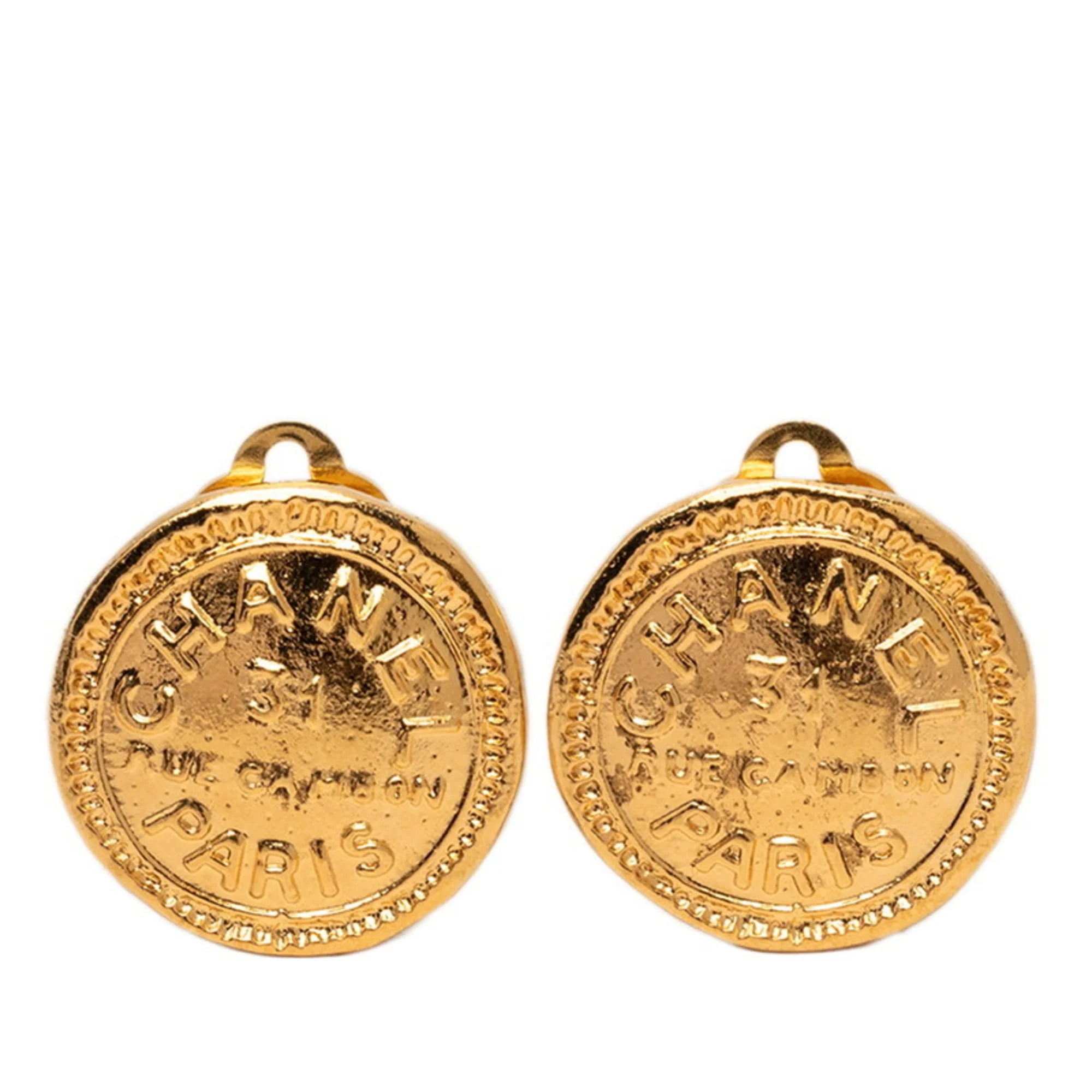 CC Logo Clip-On Earrings Metal Gold-Tone Metal
