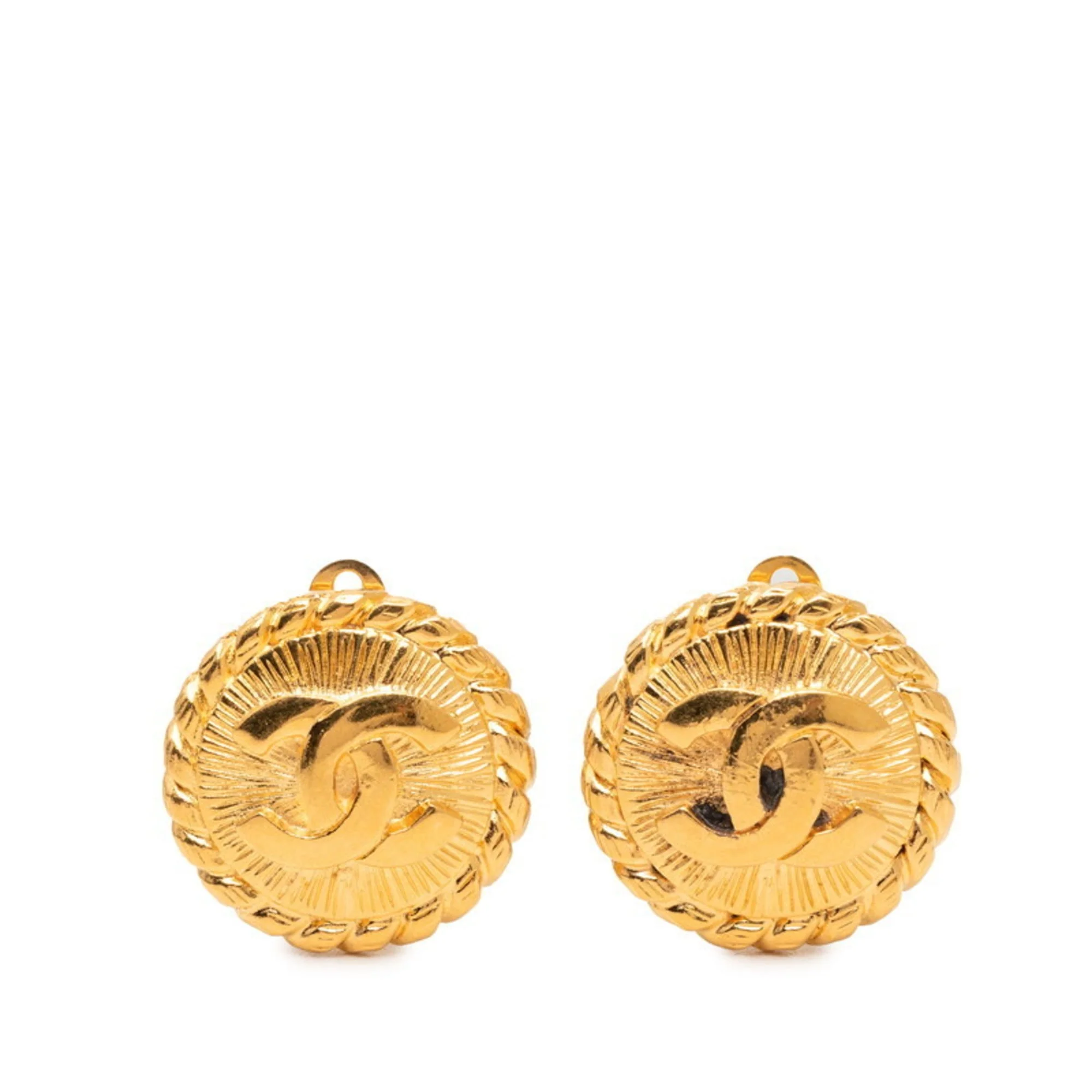 CC Logo Clip-On Earrings Metal Gold-Tone Metal
