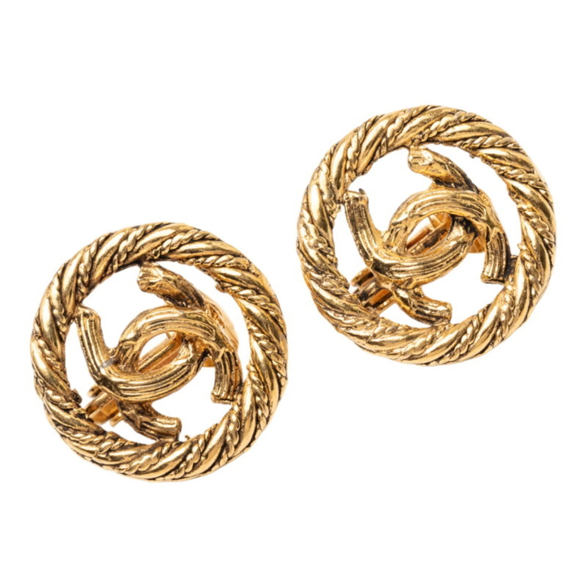 CC Logo Clip-On Earrings Metal Gold-Tone Metal