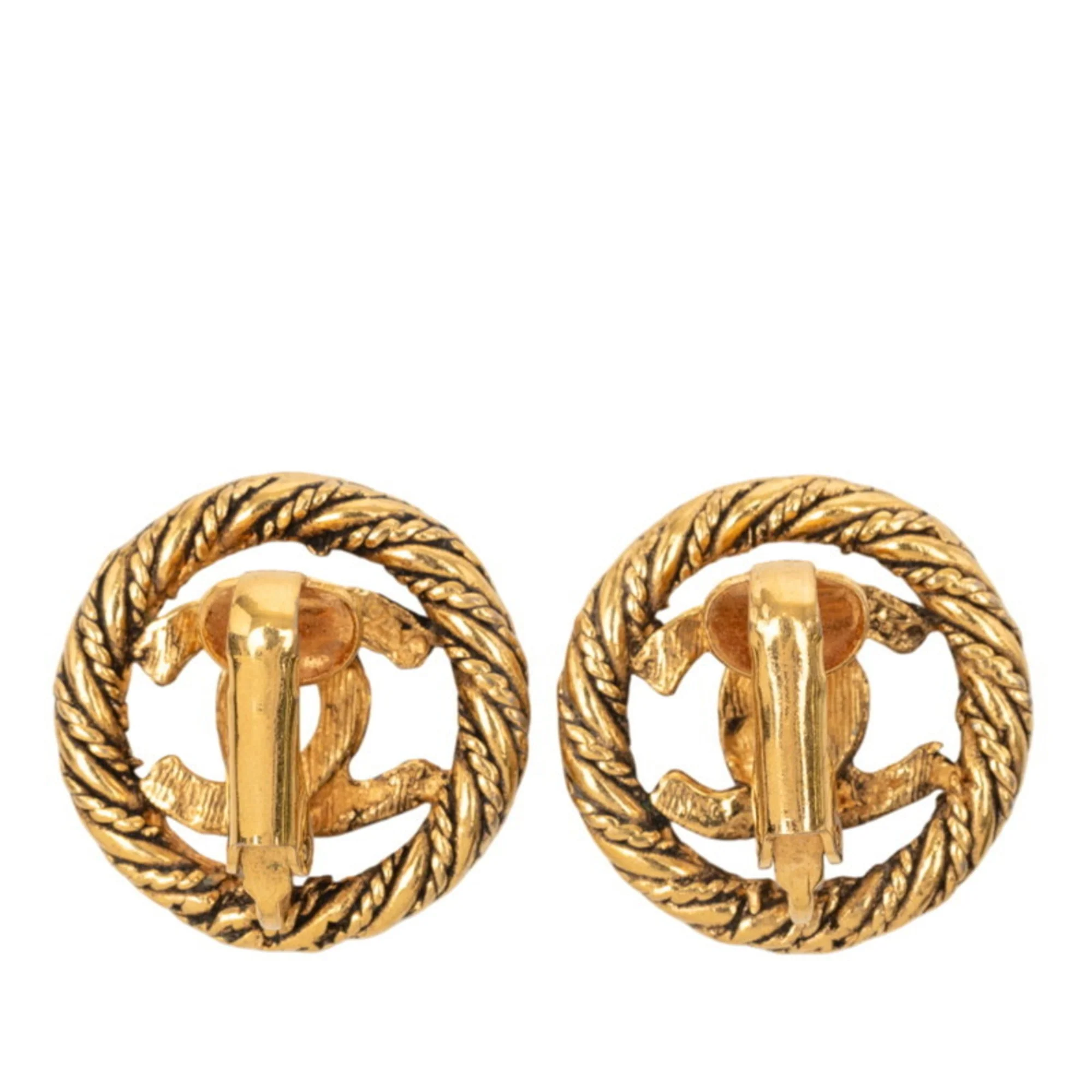CC Logo Clip-On Earrings Metal Gold-Tone Metal - Image 2