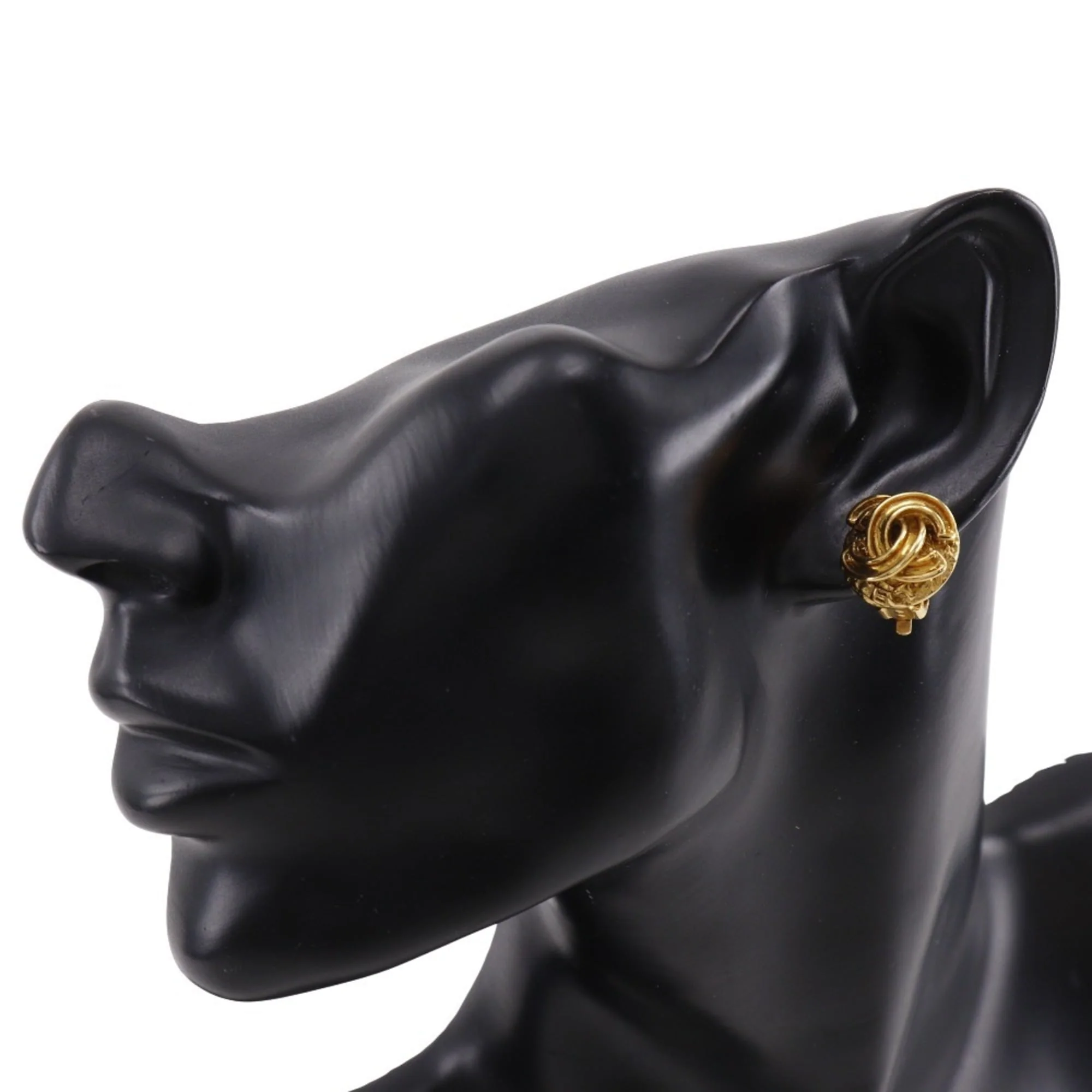CC Logo Clip-On Earrings Metal Gold-Tone Metal - Image 2