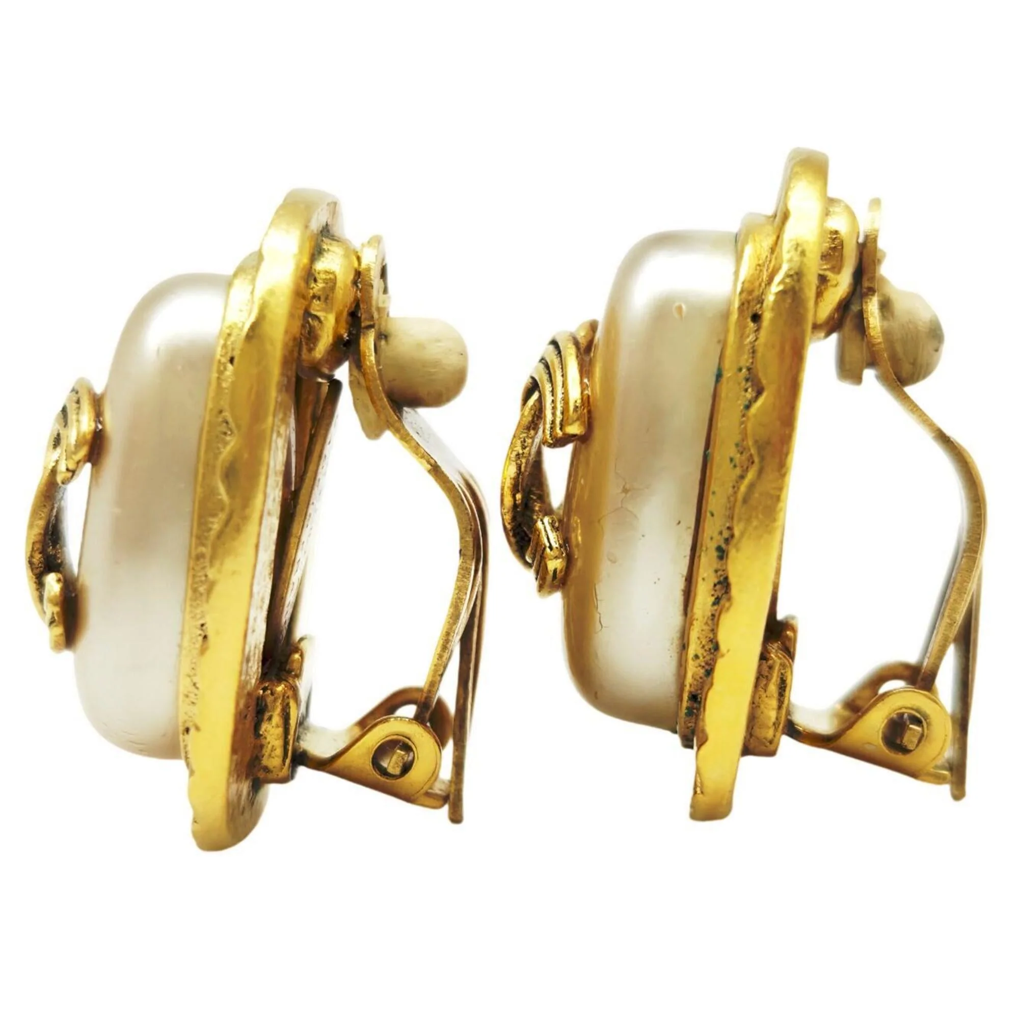 CC Logo Clip-On Earrings Metal Gold-Tone Metal - Image 2