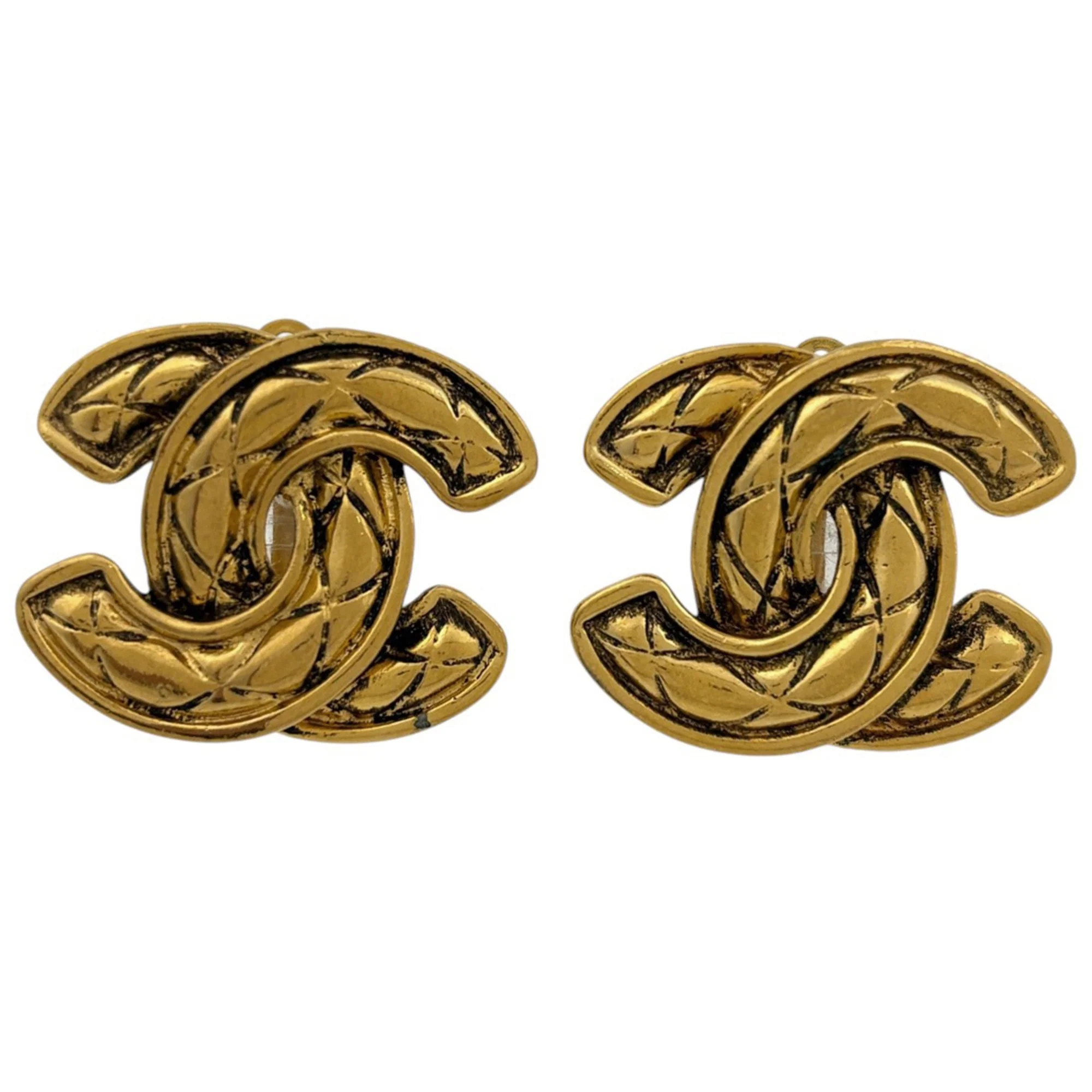 CC Logo Clip-On Earrings Metal Gold-Tone Metal