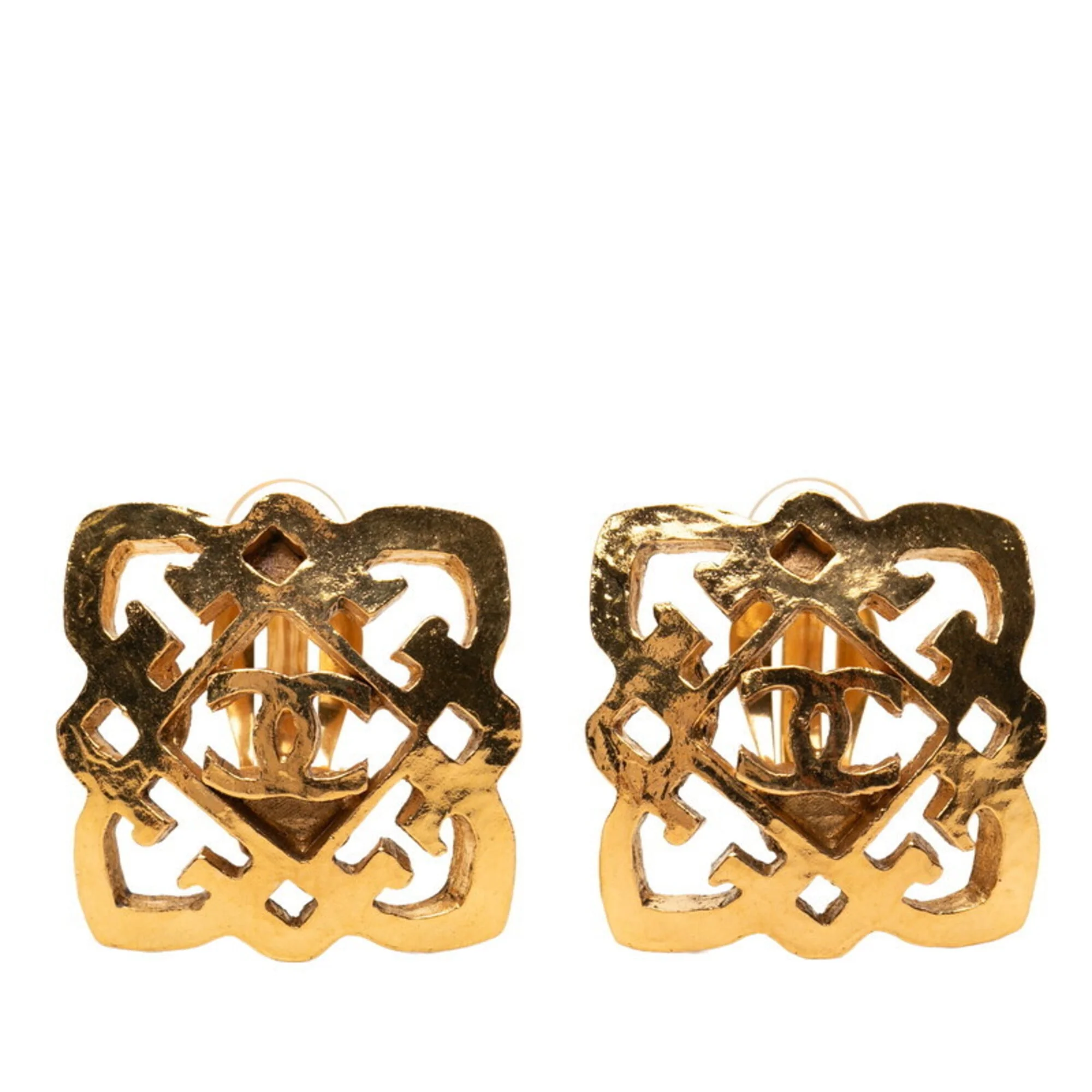 CC Logo Clip-On Earrings Metal Gold-Tone Metal