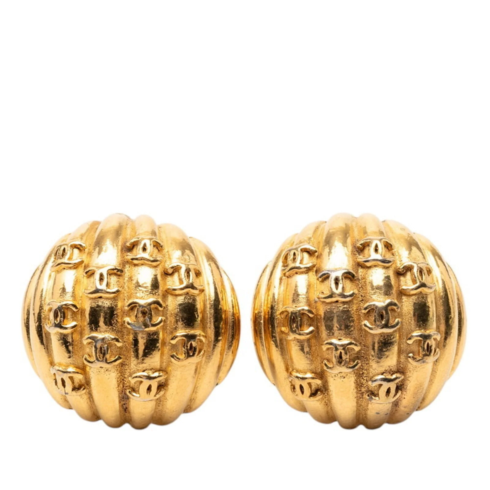 CC Logo Clip-On Earrings Metal Gold-Tone Metal
