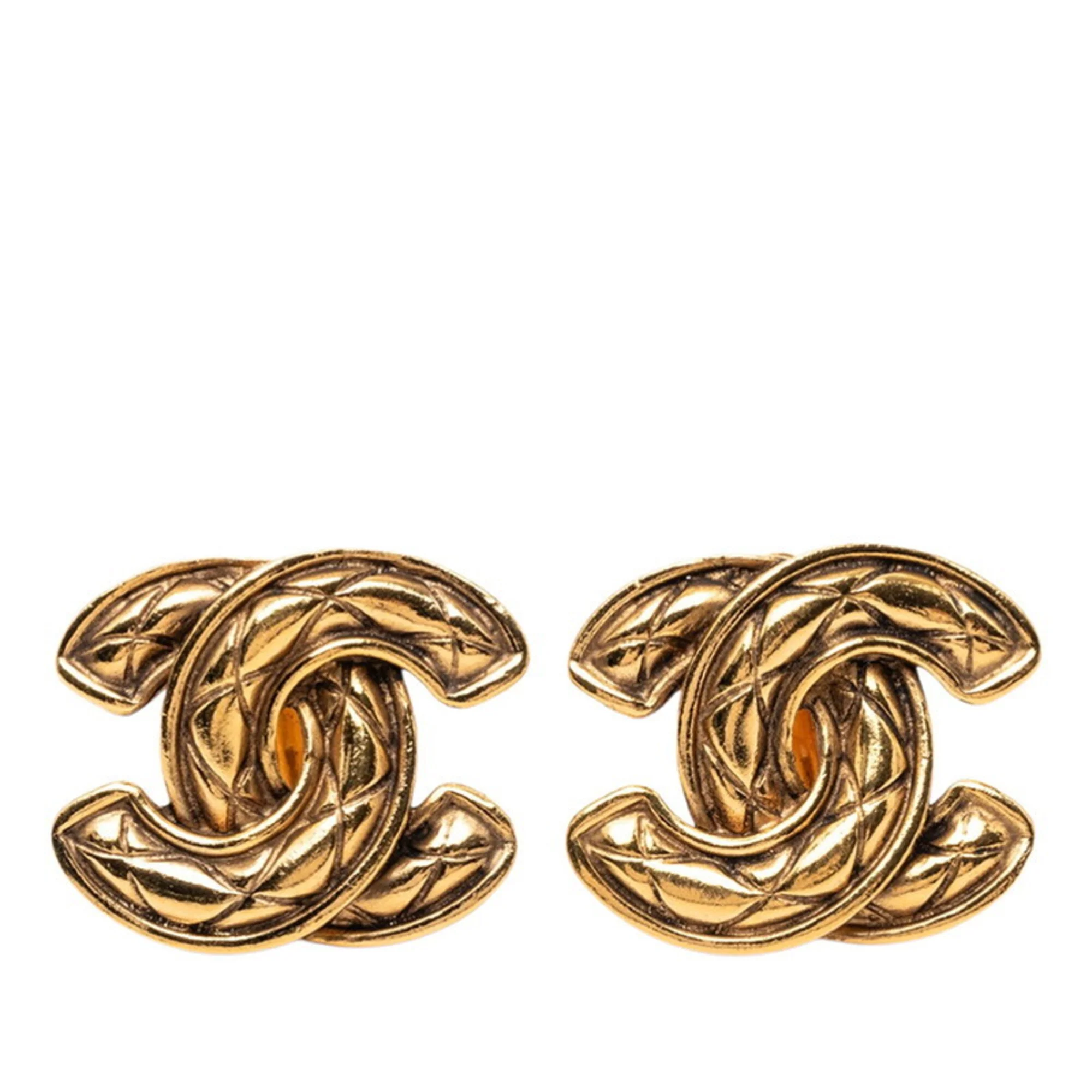 CC Logo Clip-On Earrings Metal Gold-Tone Metal