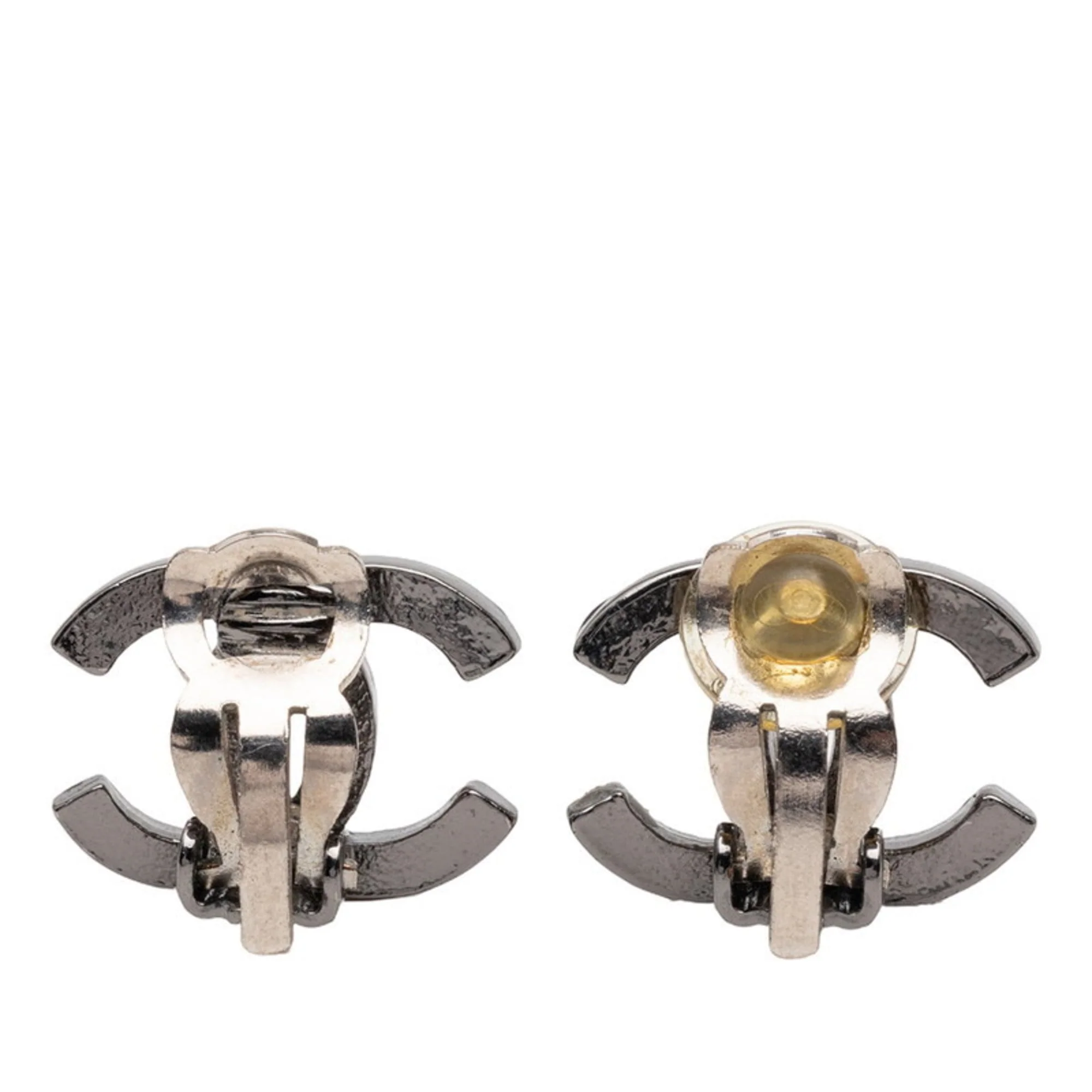 CC Logo Clip-On Earrings Silver-Tone Metal - Image 2
