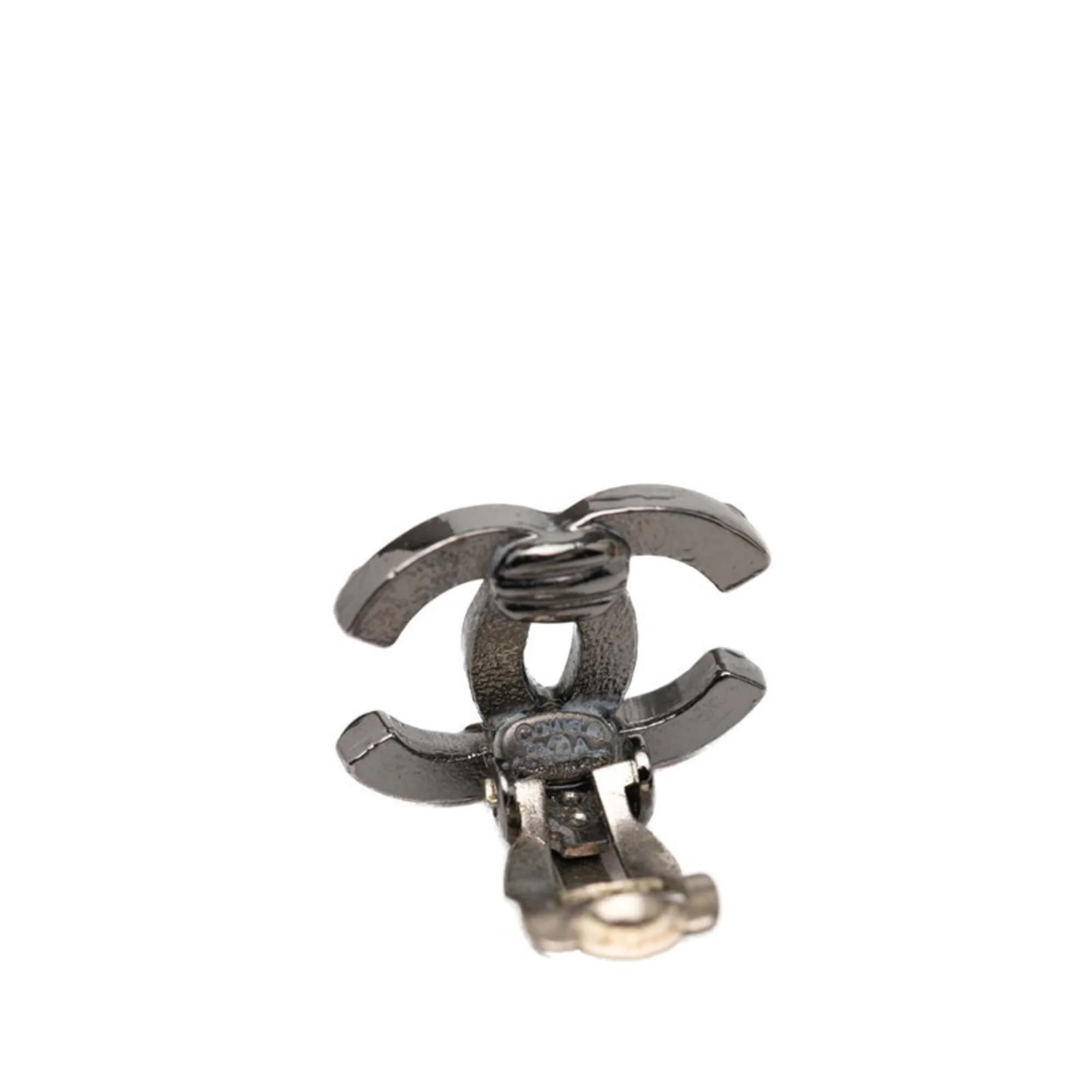CC Logo Clip-On Earrings Silver-Tone Metal - Image 3