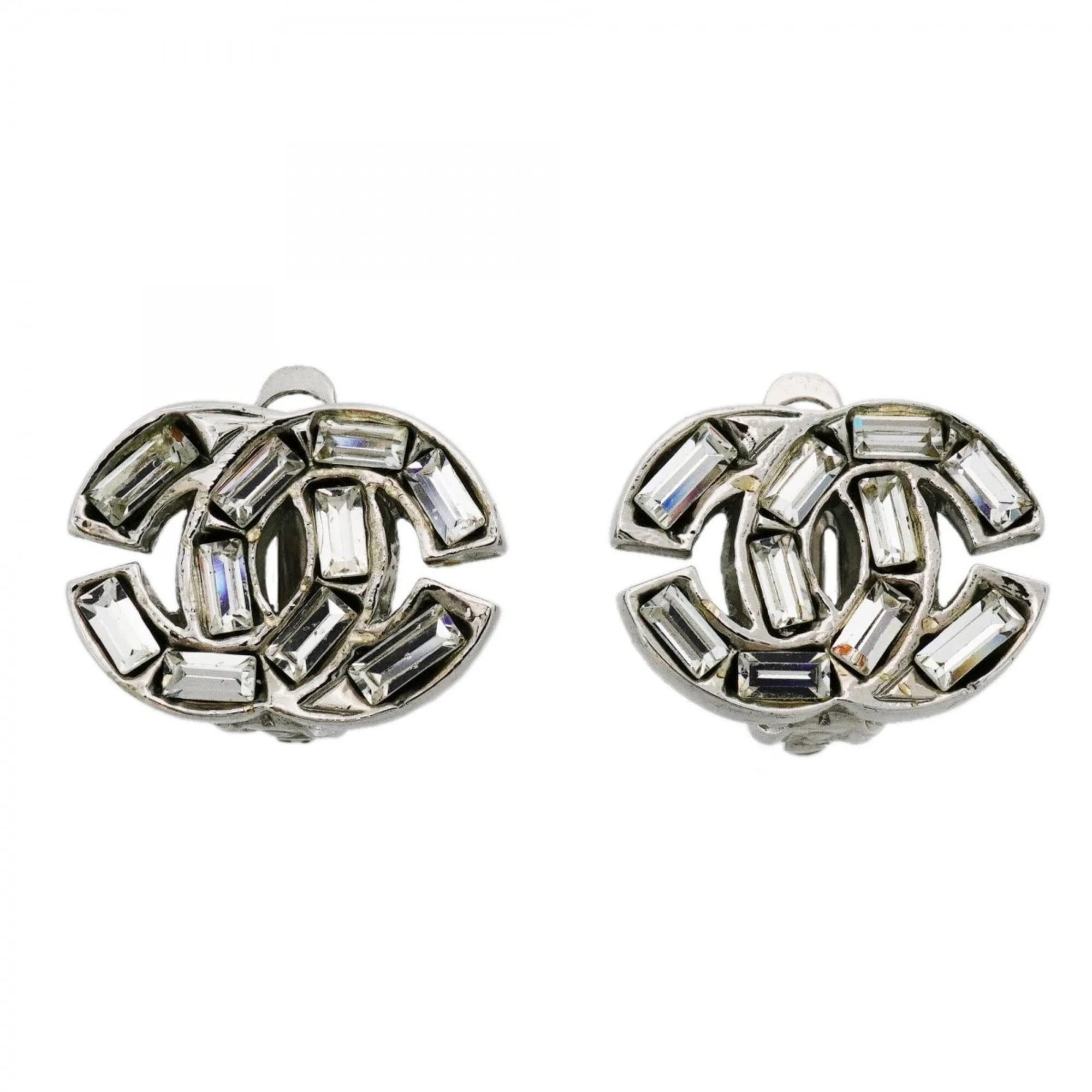 CC Logo Clip-On Earrings Silver-Tone Metal