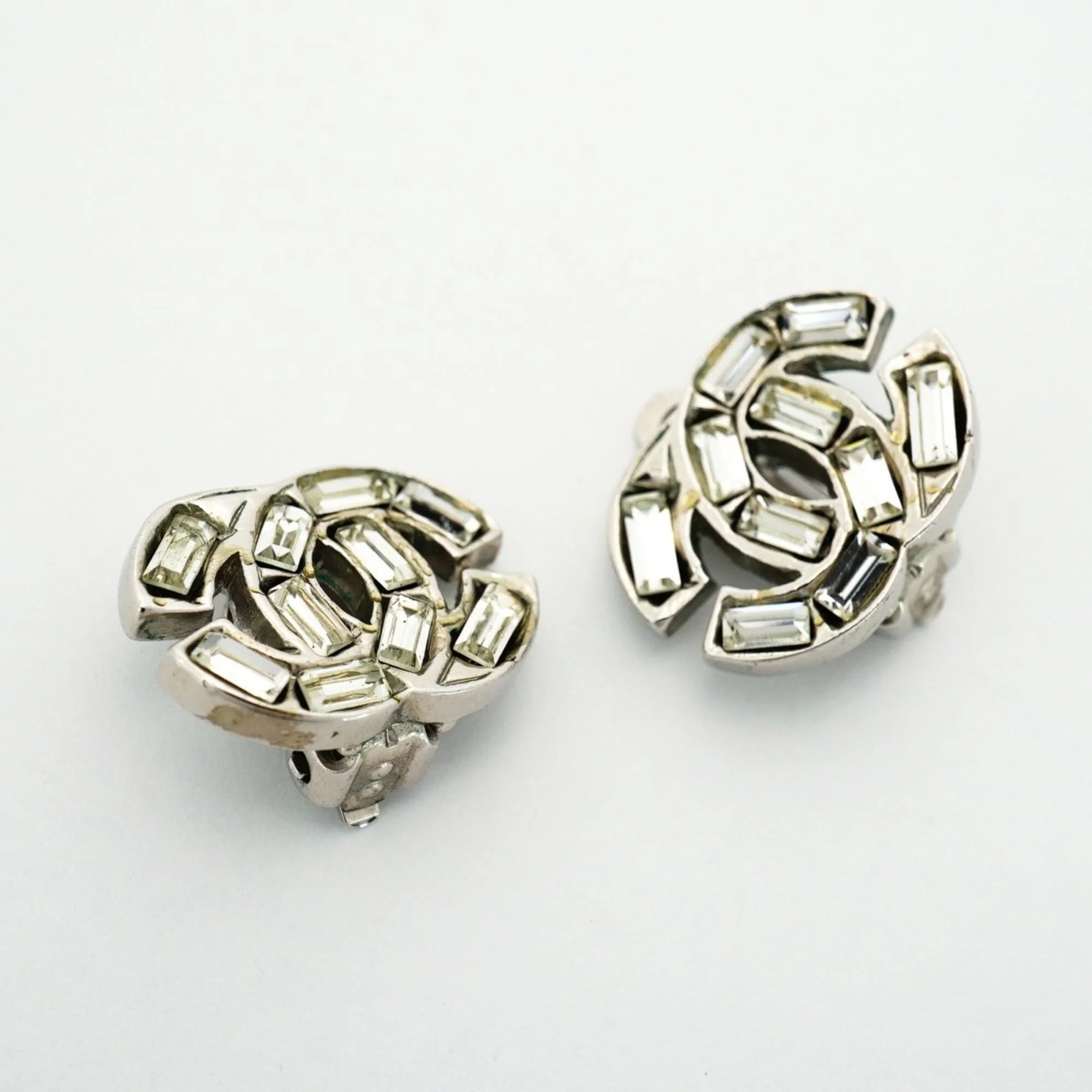 CC Logo Clip-On Earrings Silver-Tone Metal - Image 2