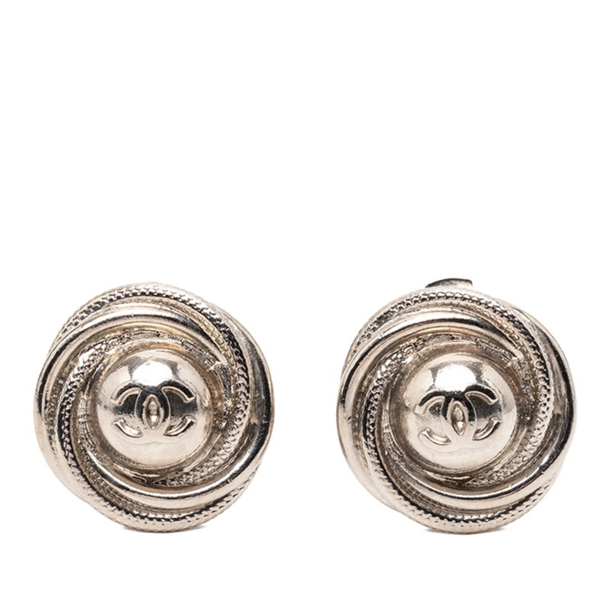 CC Logo Clip-On Earrings Silver-Tone Metal Silver-Tone Metal