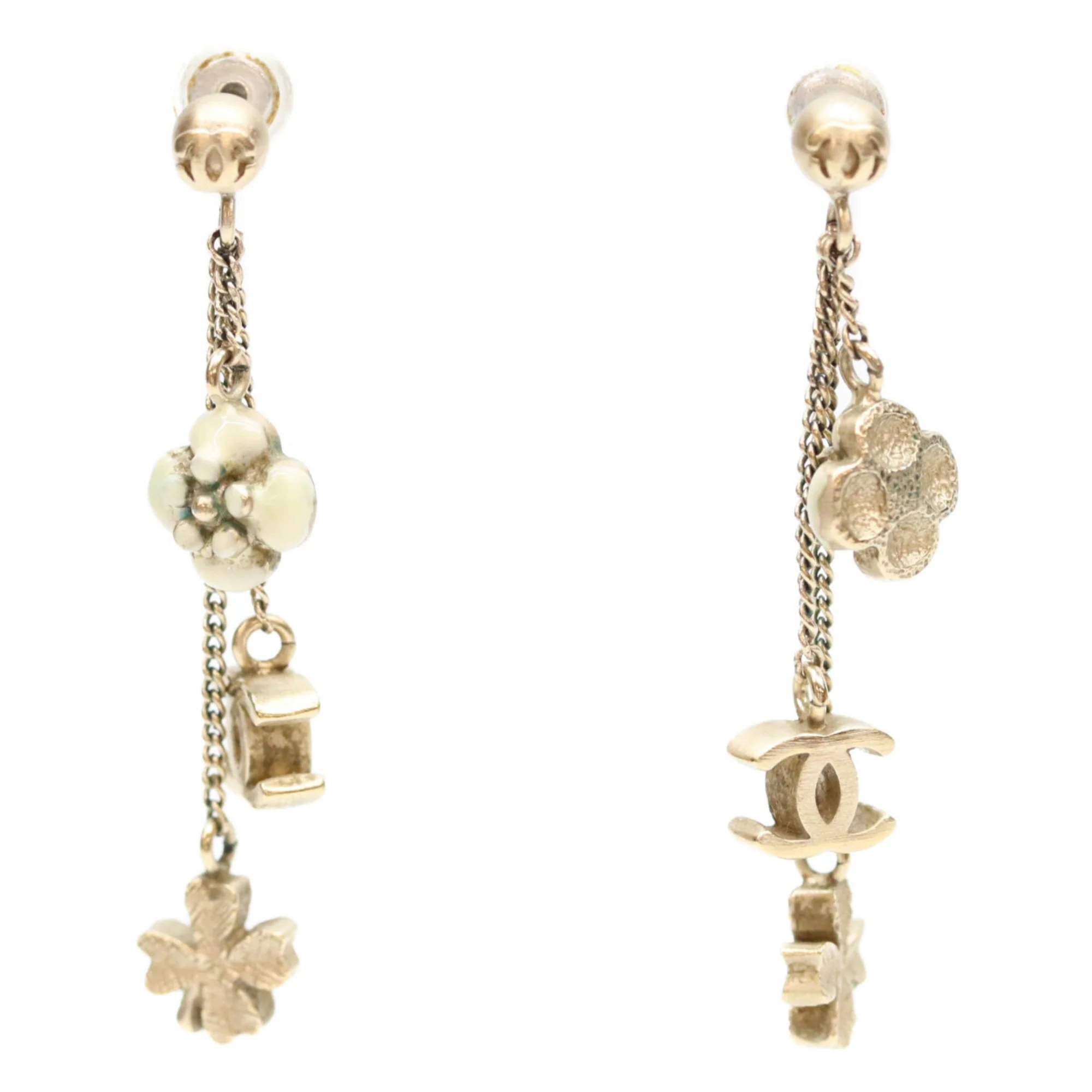 CC Logo Clover Earrings Gold-Tone Metal Gold-Tone Metal
