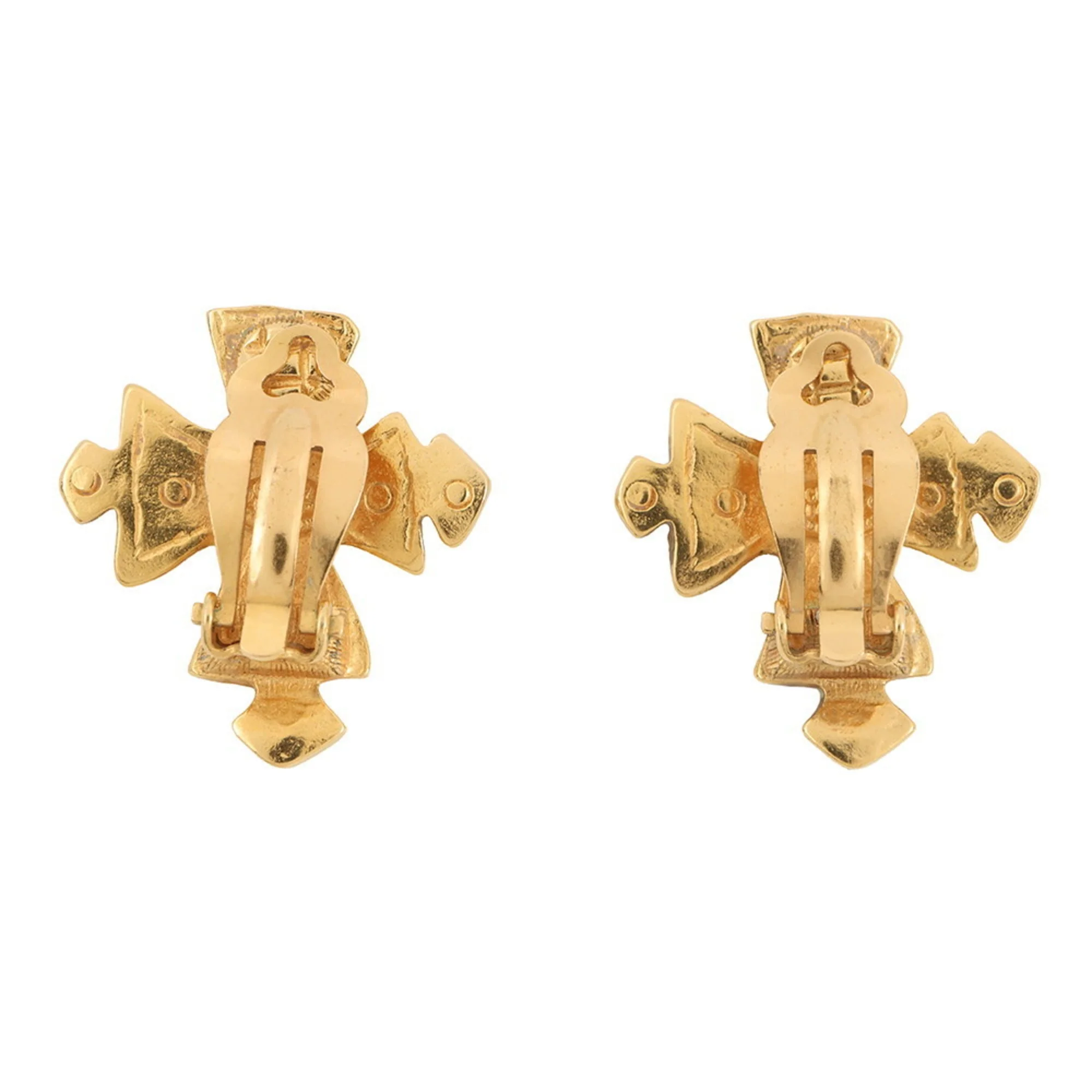 CC Logo Cross Clip-On Earrings Gold-Tone Metal Gold-Tone Metal - Image 3