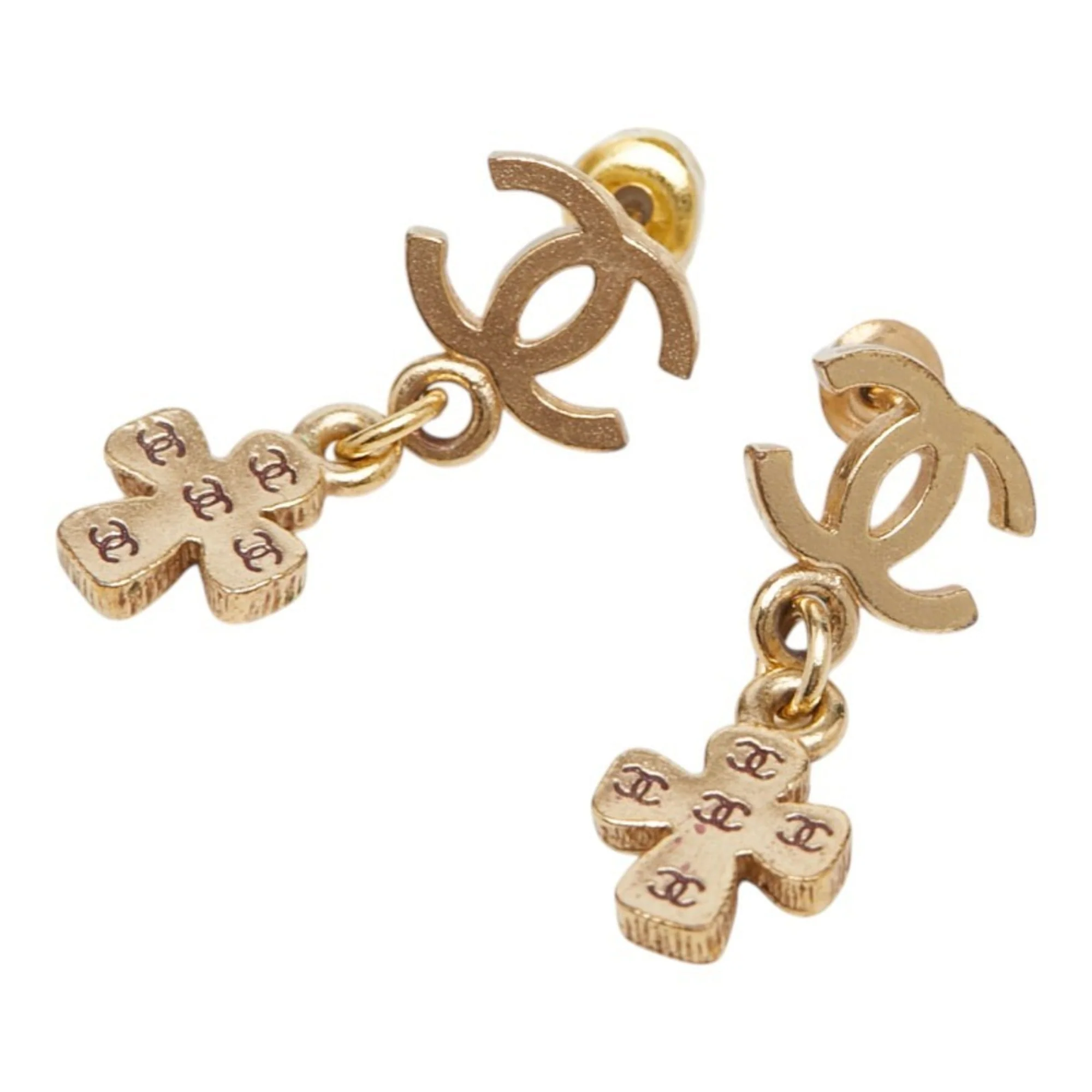 CC Logo Cross Earrings Metal Gold-Tone Metal
