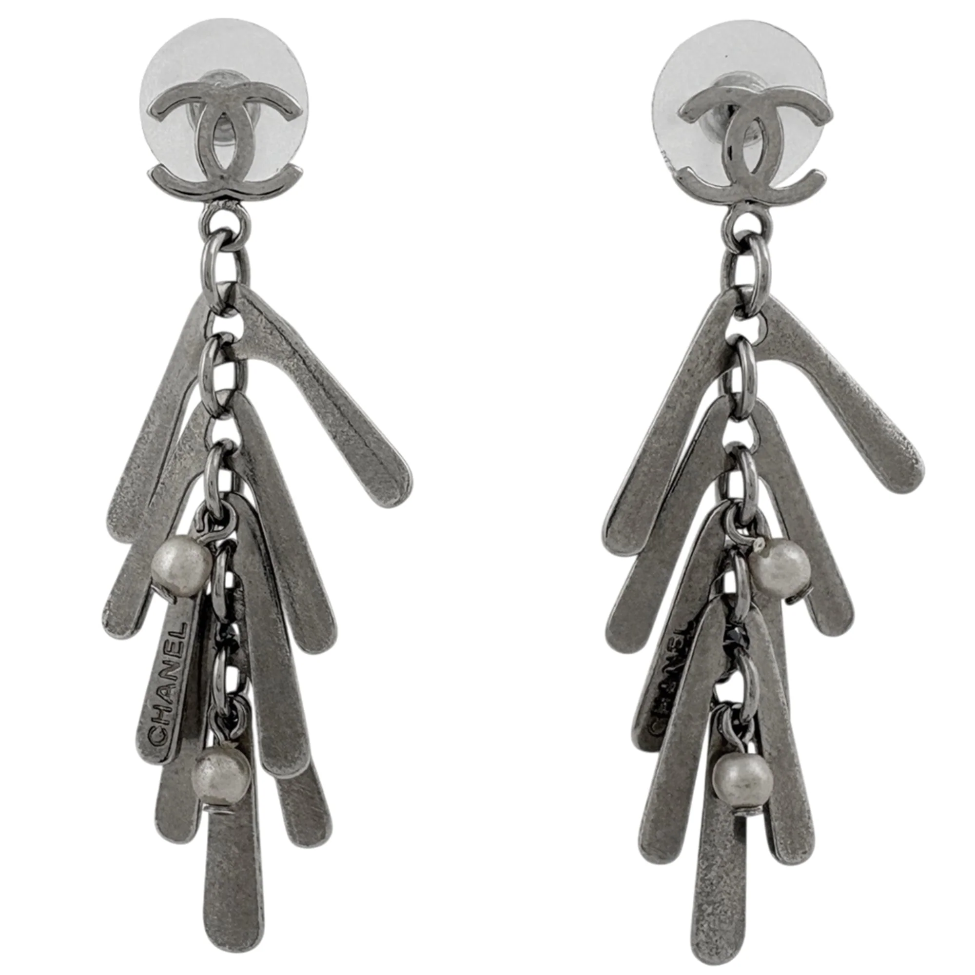 CC Logo Earrings Metal Silver-Tone Metal