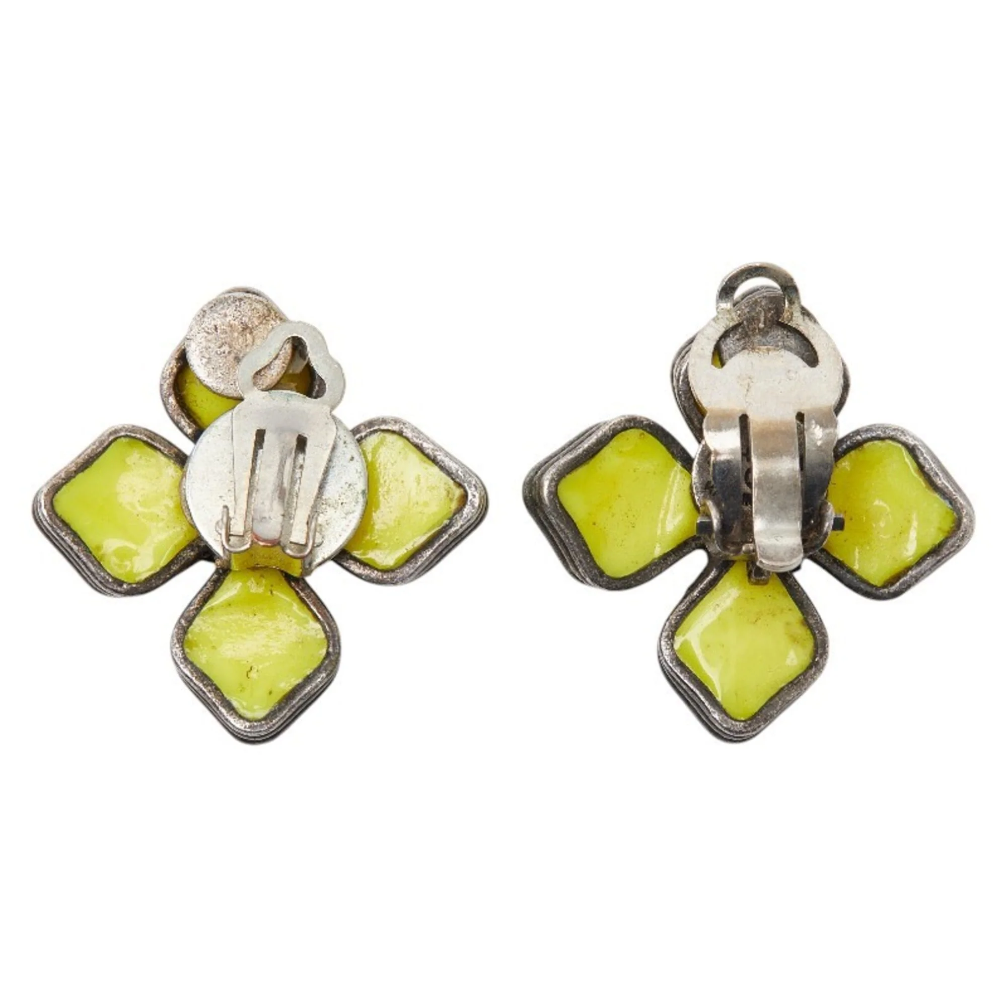 CC Logo Flower Clip-On Earrings Metal - Image 3