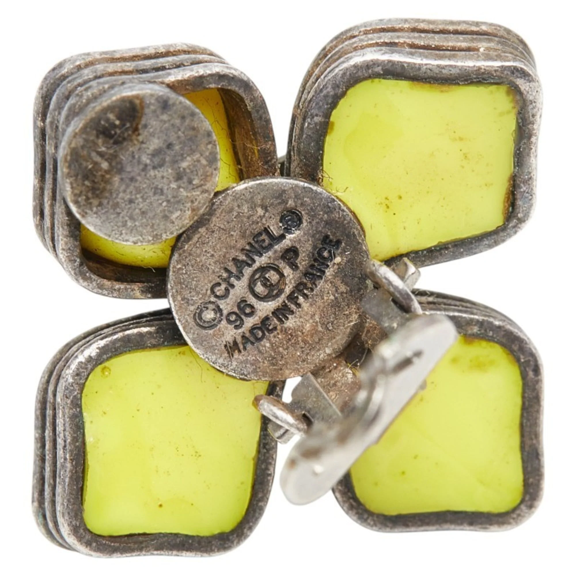 CC Logo Flower Clip-On Earrings Metal - Image 4
