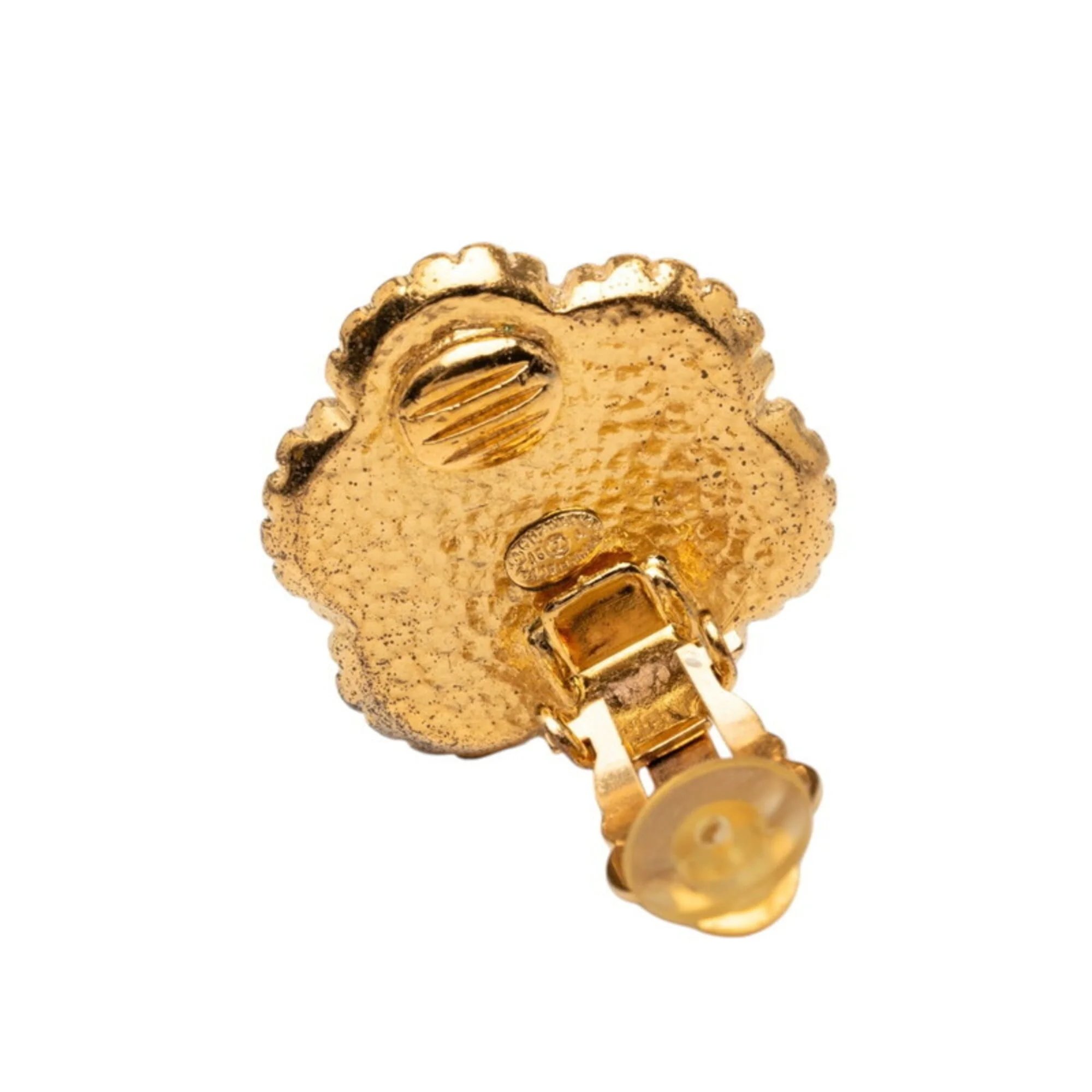 CC Logo Flower Clip-On Earrings Metal Gold-Tone Metal - Image 3