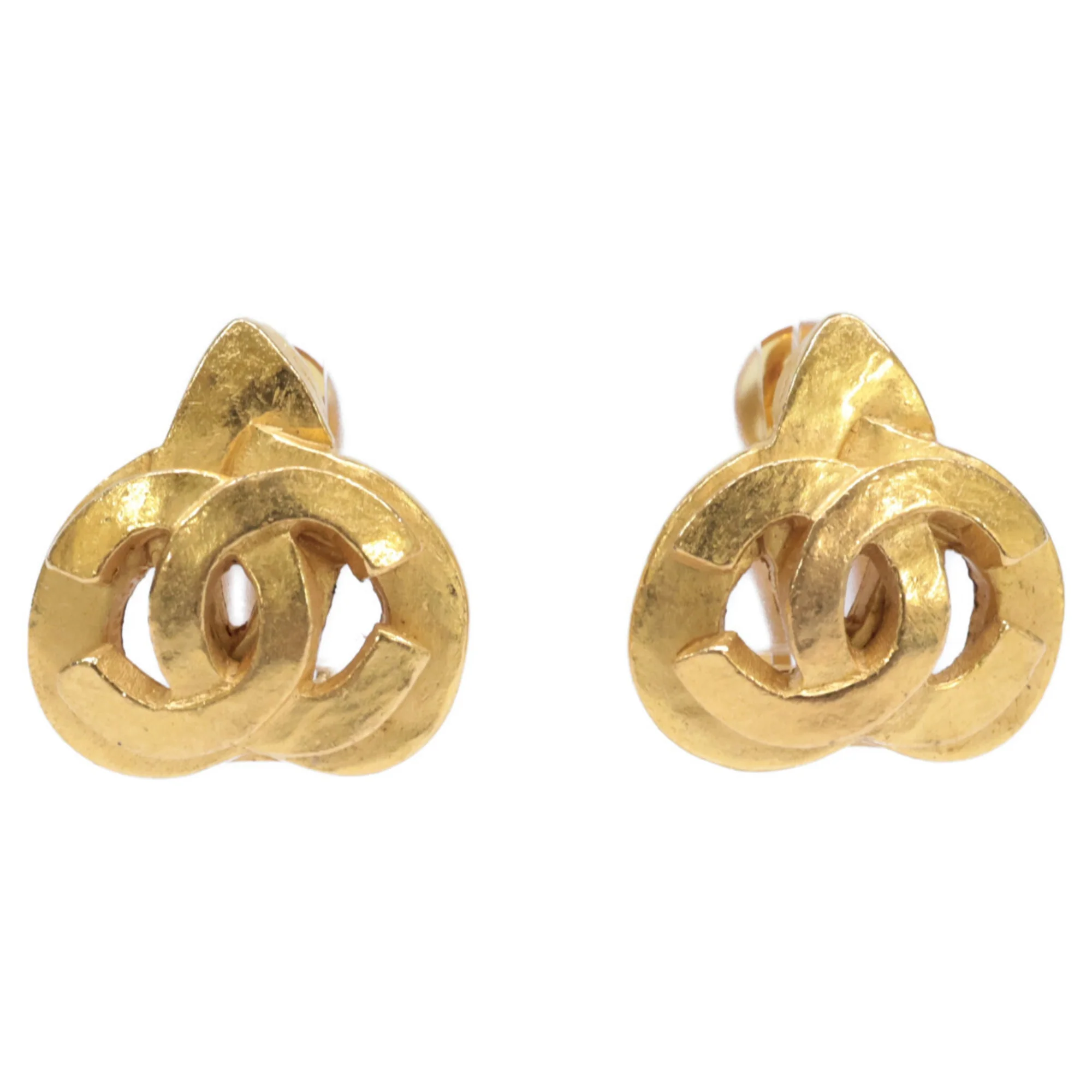 CC Logo Heart Clip-On Earrings Gold-Tone Metal Gold-Tone Metal