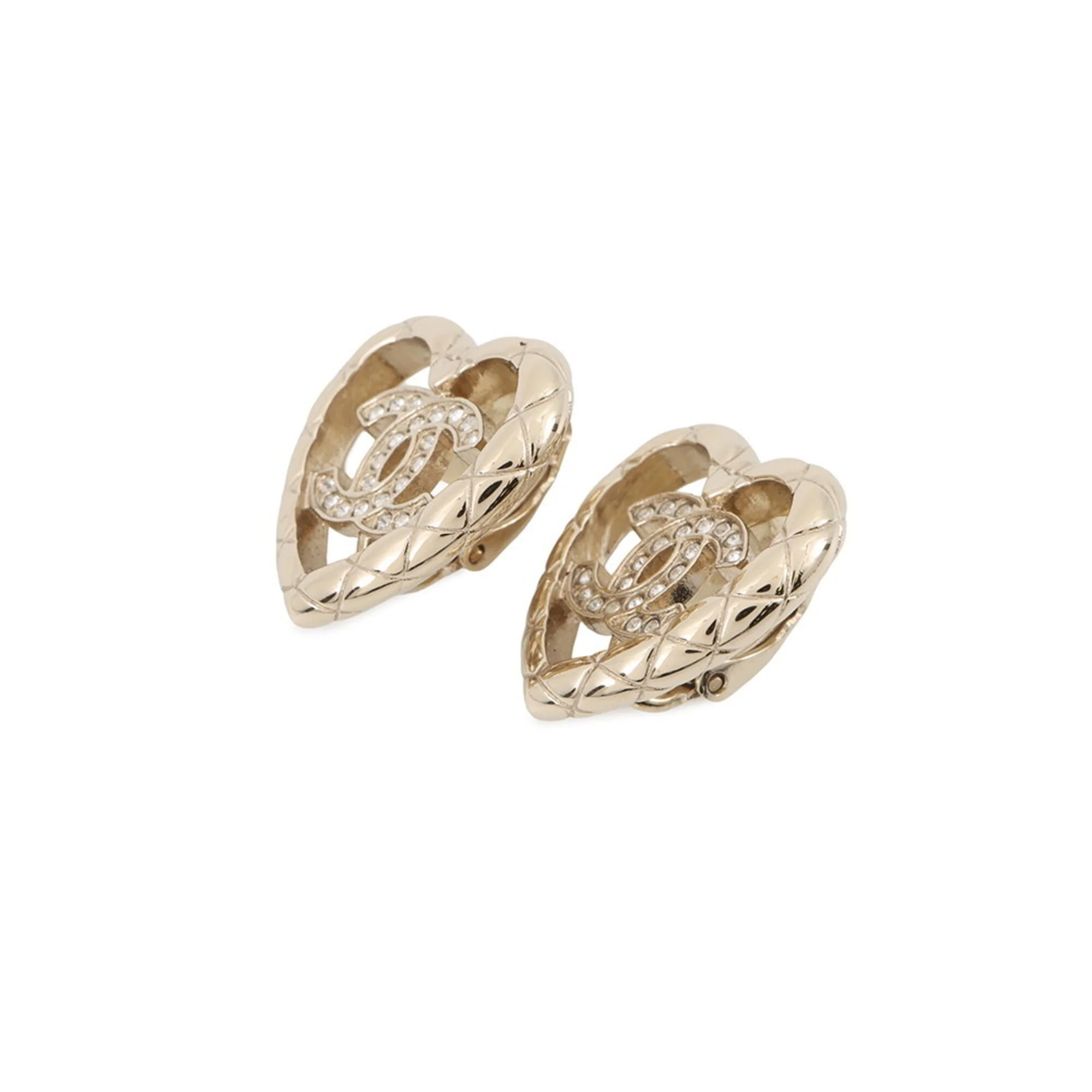 CC Logo Heart Clip-On Earrings Gold-Tone Metal Gold-Tone Metal - Image 2
