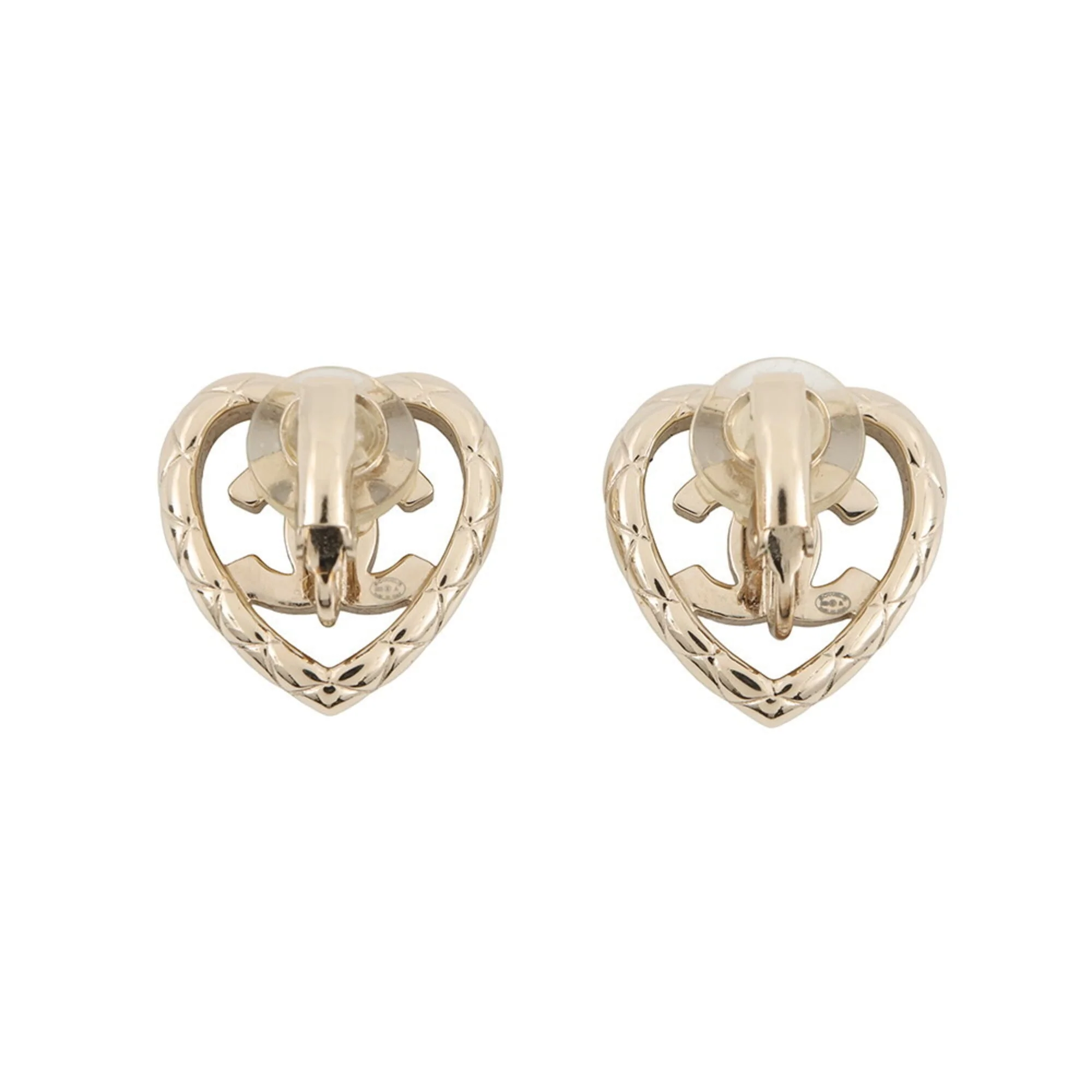 CC Logo Heart Clip-On Earrings Gold-Tone Metal Gold-Tone Metal - Image 3