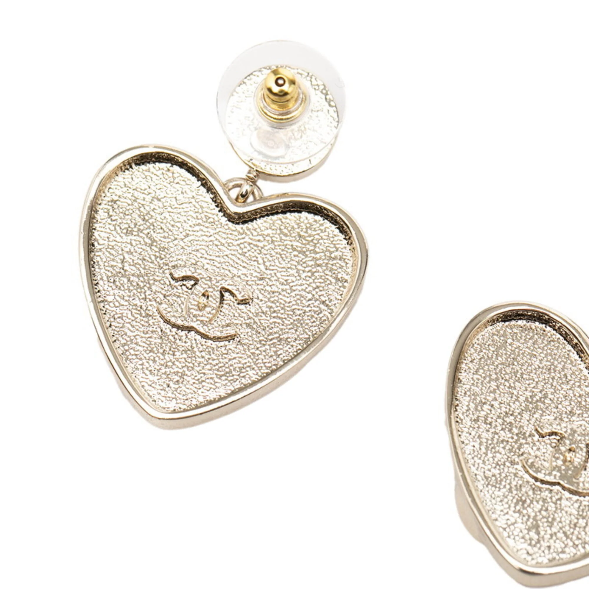 CC Logo Heart Earrings Gold-Tone Metal - Image 3