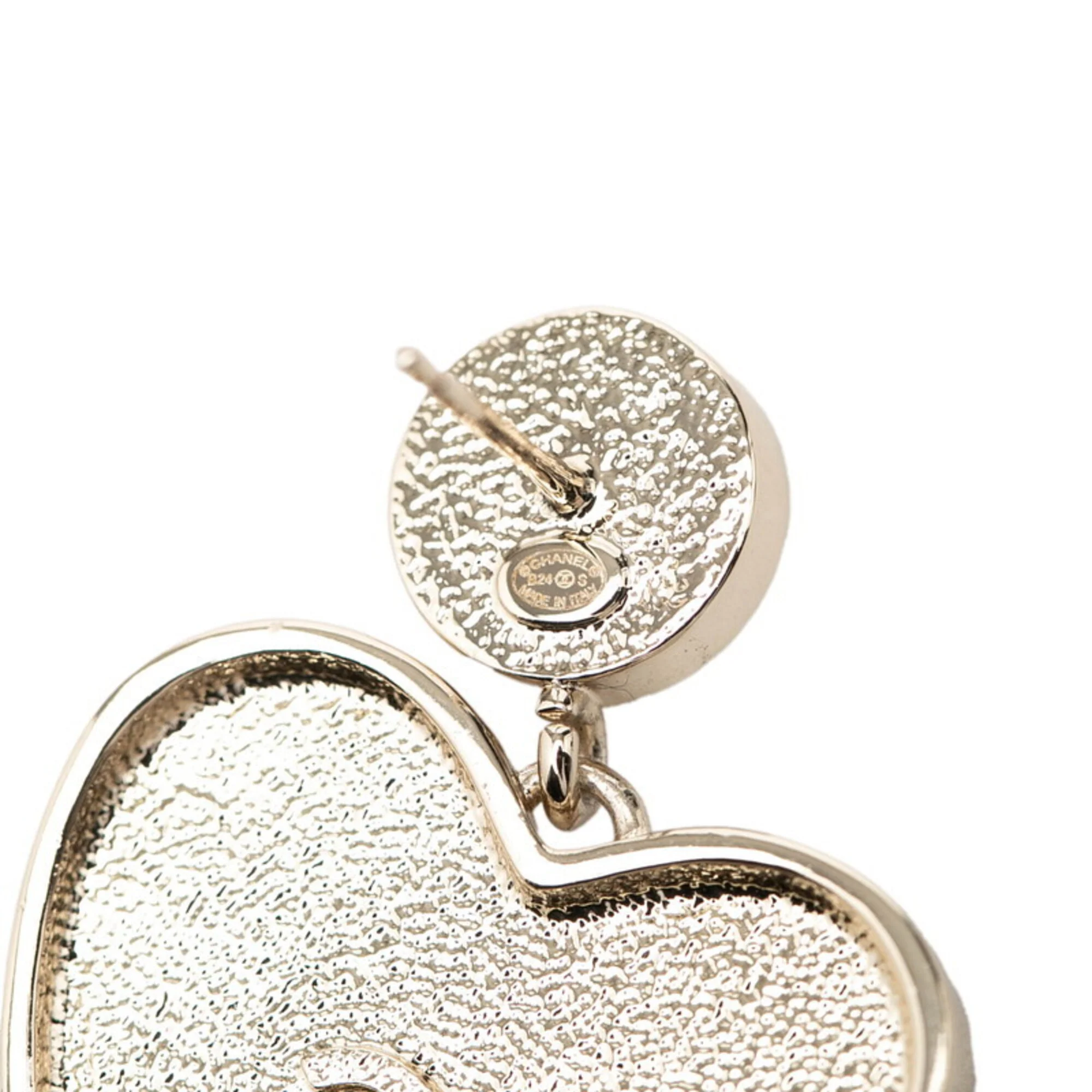 CC Logo Heart Earrings Gold-Tone Metal - Image 5