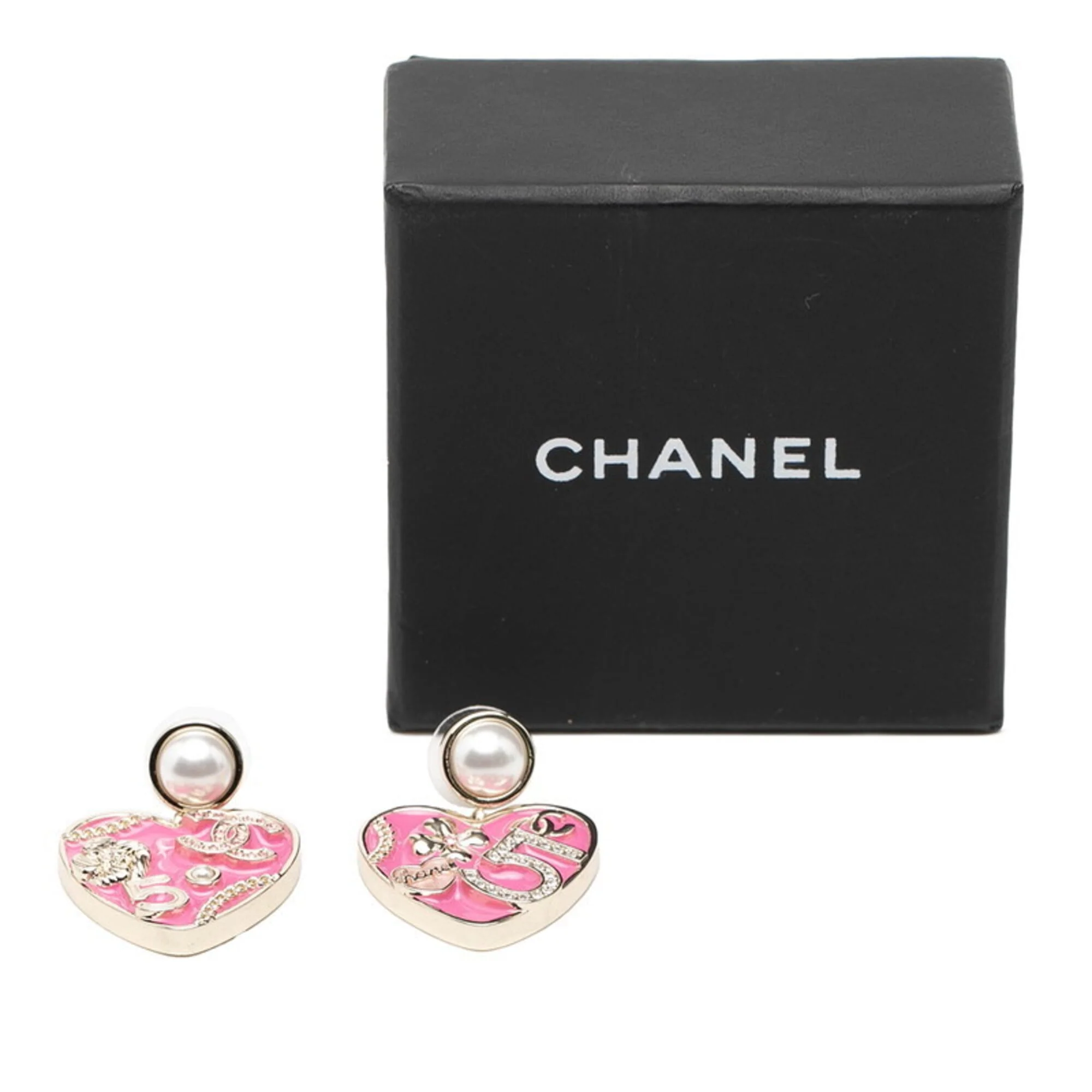 CC Logo Heart Earrings Gold-Tone Metal - Image 6