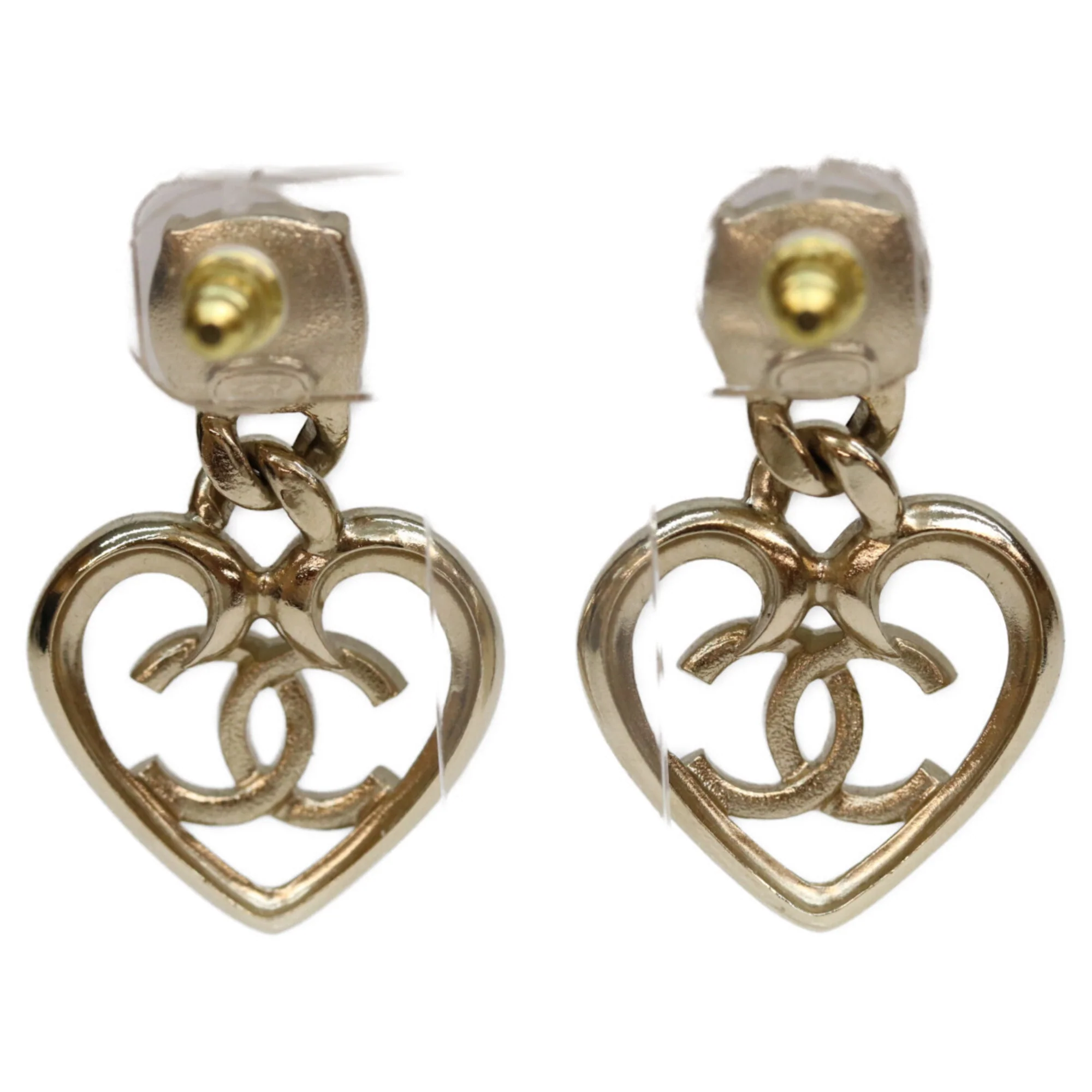 CC Logo Heart Earrings Gold-Tone Metal Gold-Tone Metal - Image 3