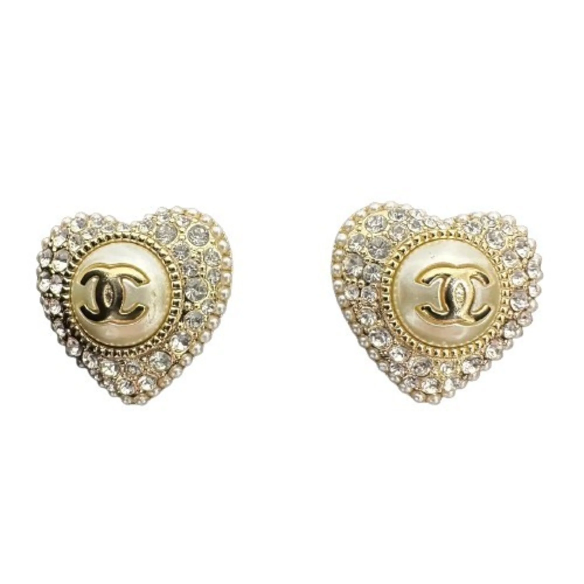 CC Logo Heart Earrings Metal - Image 2