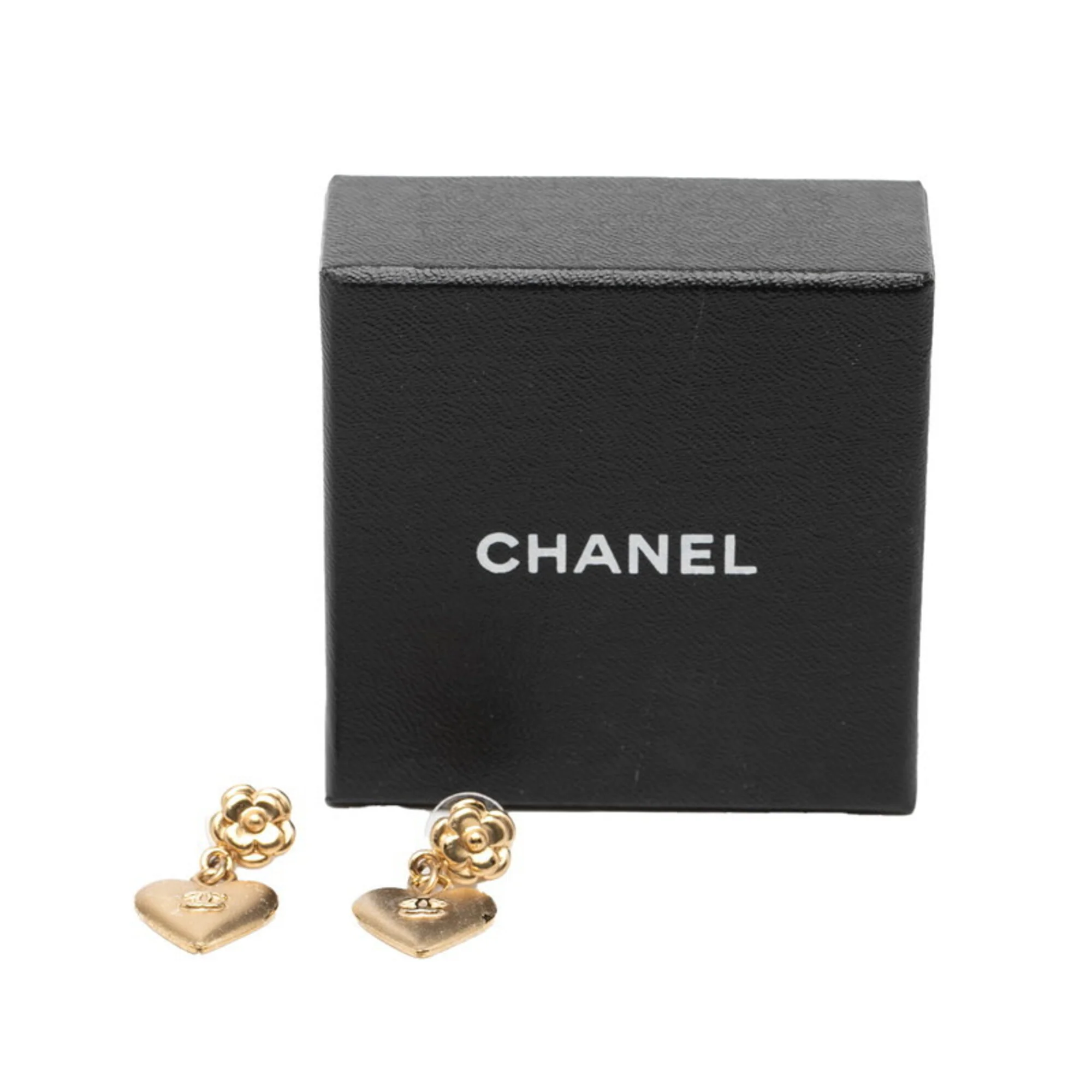 CC Logo Heart Earrings Metal Gold-Tone Metal - Image 4