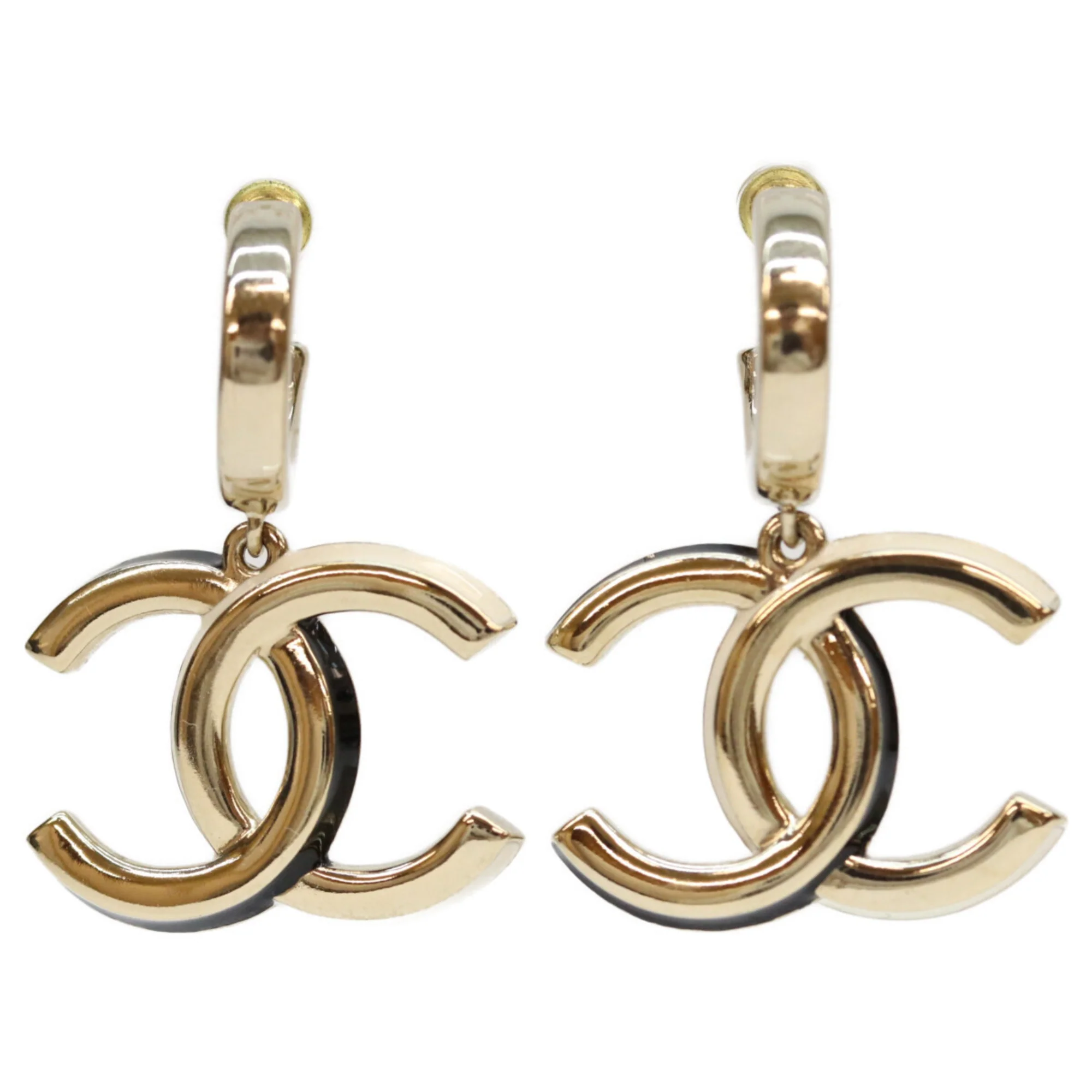 CC Logo Hoop Earrings Gold-Tone Metal Gold-Tone Metal