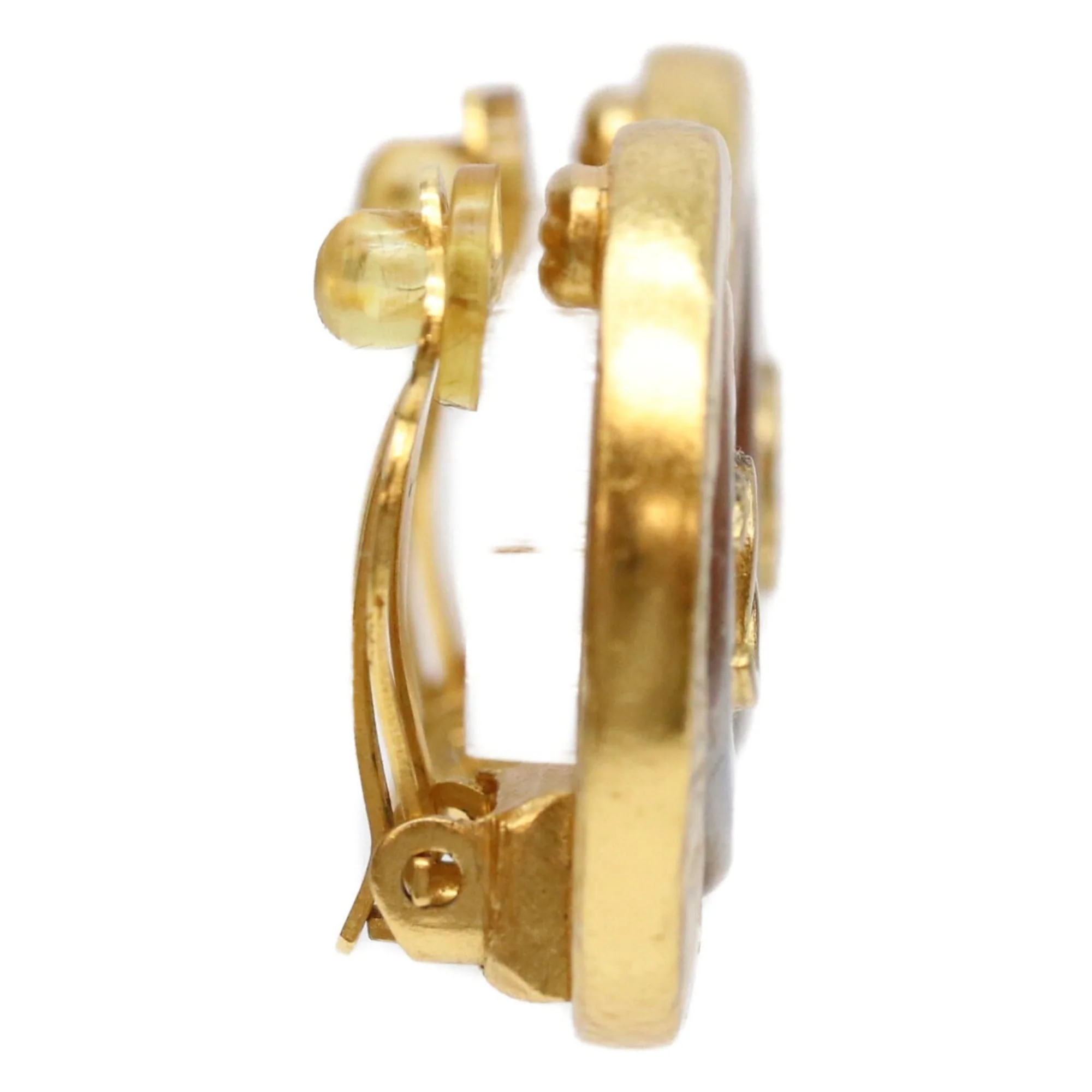 CC Logo Oval Clip-On Earrings Gold-Tone Metal Gold-Tone Metal - Image 4