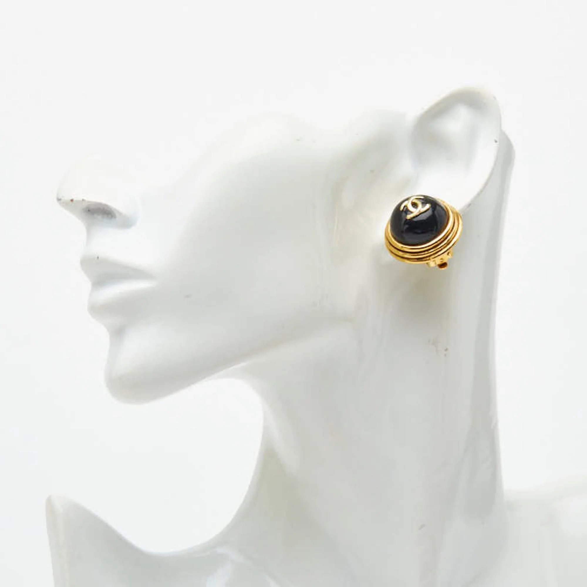 CC Logo Round Circle Earrings Metal Gold-Tone Metal - Image 5