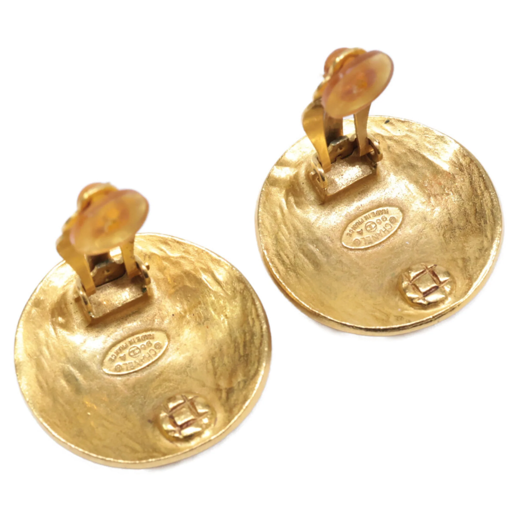 CC Logo Round Clip-On Earrings Gold-Tone Metal Gold-Tone Metal - Image 7